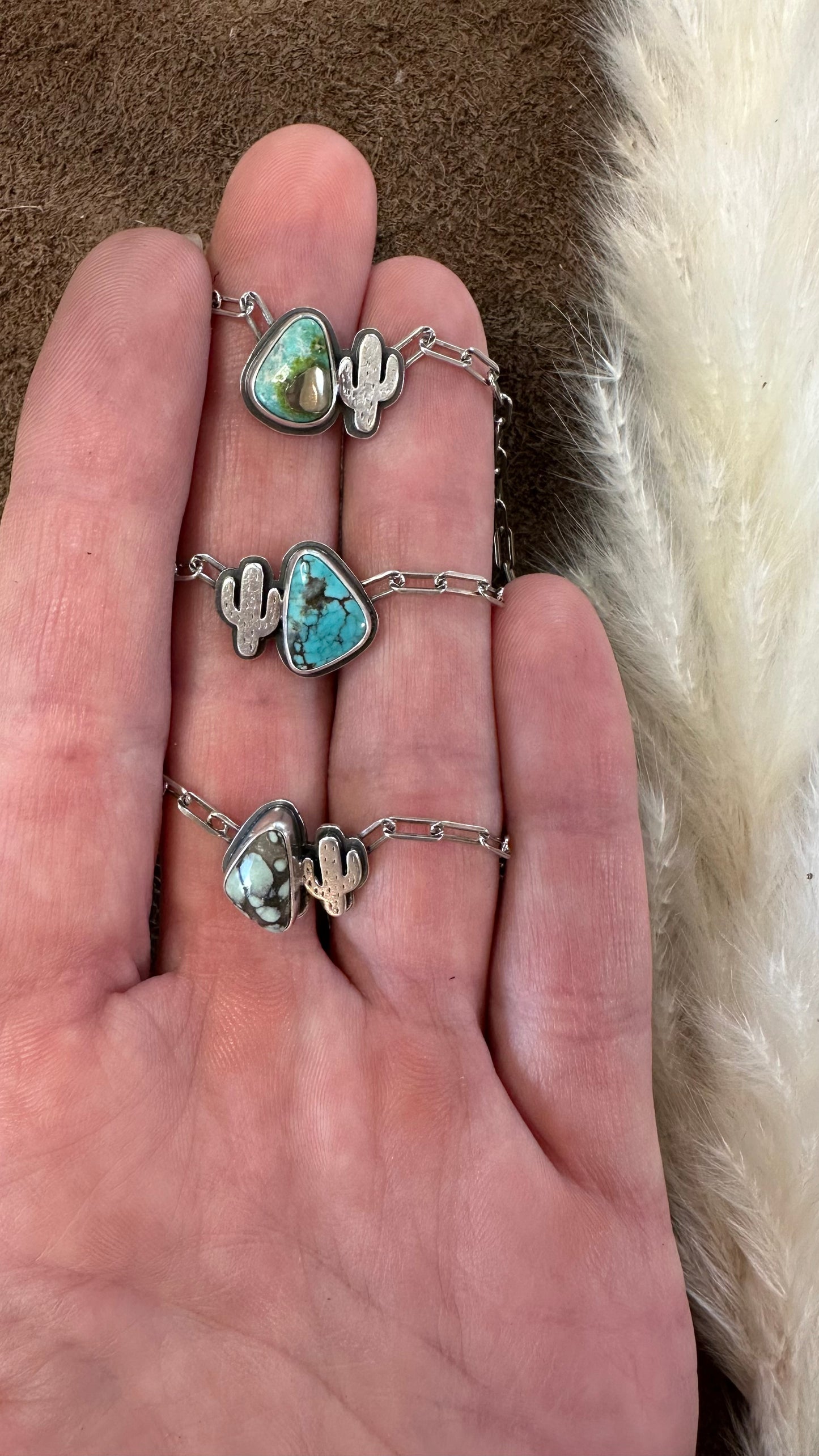 Itty Bitty Necklace #46 // Saguaro + Poseidon Variscite // Desert Dweller Series