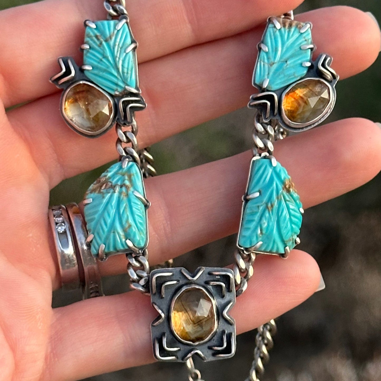 Carved Kingman + Brandy Citrine // Statement Choker No. 2