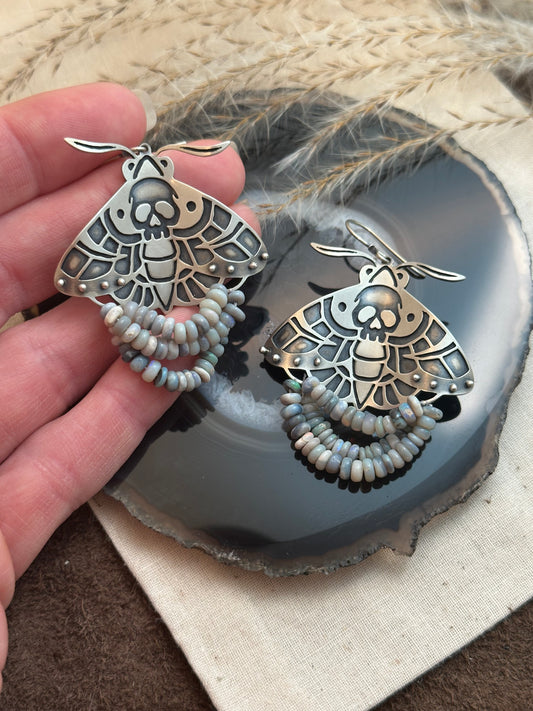 Death Head Moth Earrings // Australian Opal