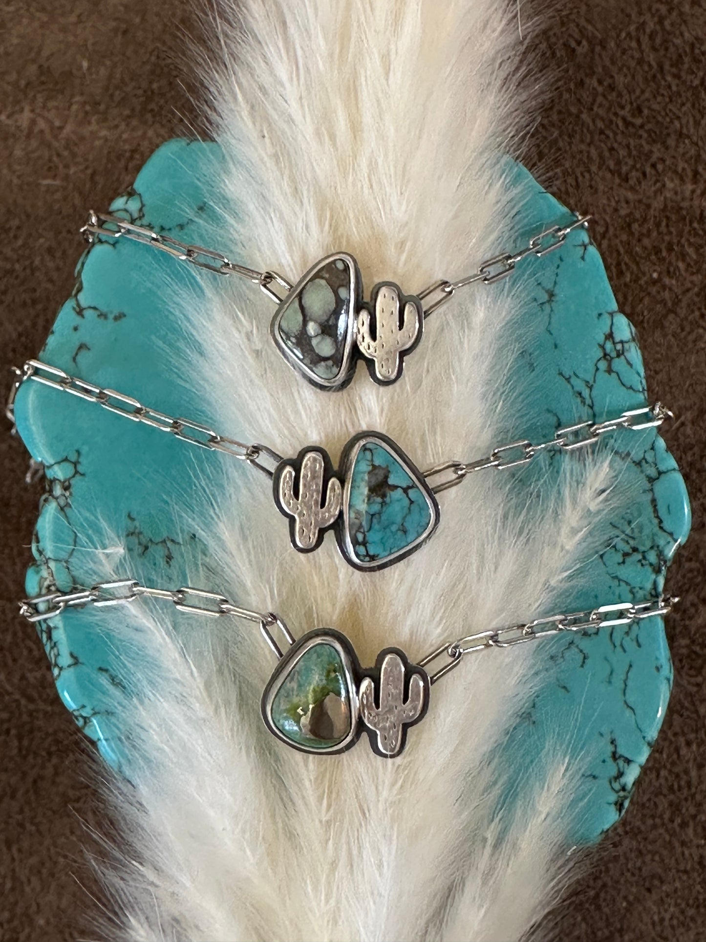 Itty Bitty Necklace #46 // Saguaro + Poseidon Variscite // Desert Dweller Series