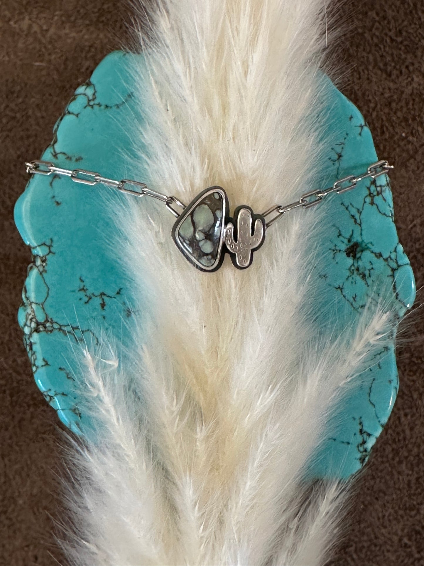 Itty Bitty Necklace #46 // Saguaro + Poseidon Variscite // Desert Dweller Series