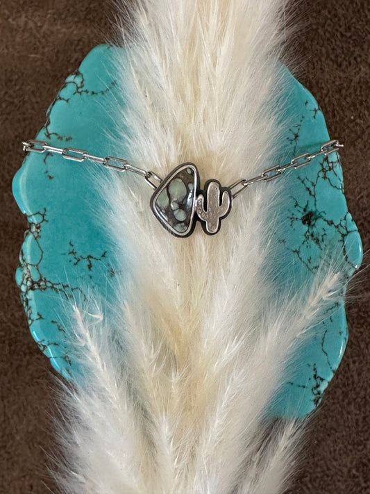 Itty Bitty Necklace #46 // Saguaro + Poseidon Variscite // Desert Dweller Series