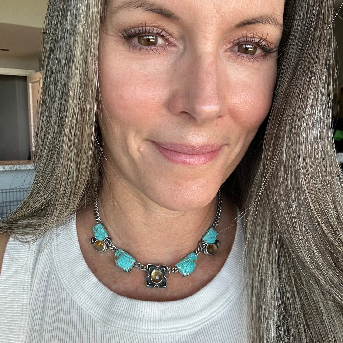 Carved Kingman + Brandy Citrine // Statement Choker No. 2