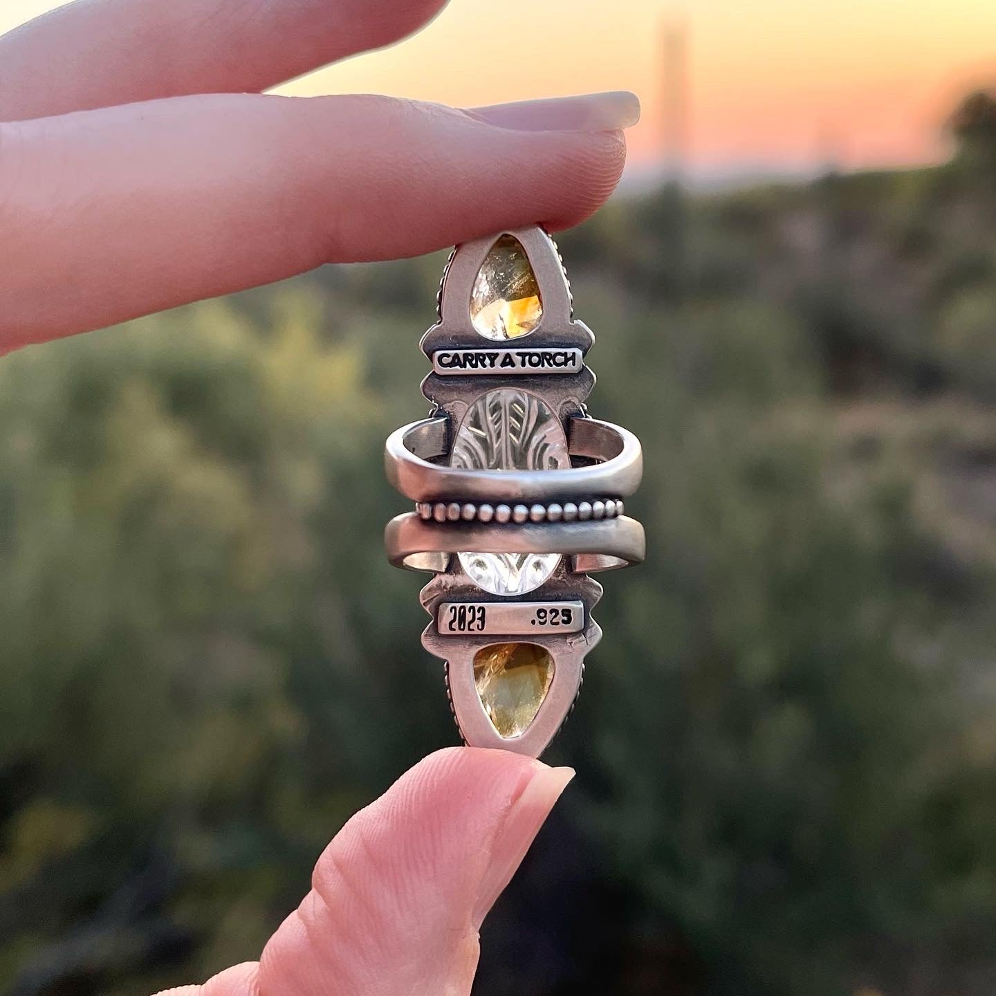 Carved Himalayan Quartz Stack Stone Ring // Size 8 (fits like a 7.5)