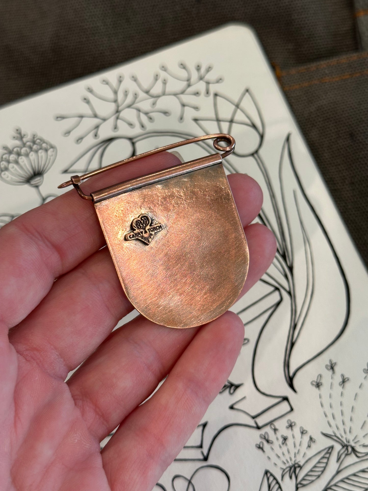 Swaying Spring flowers Brooch // Copper no. 1