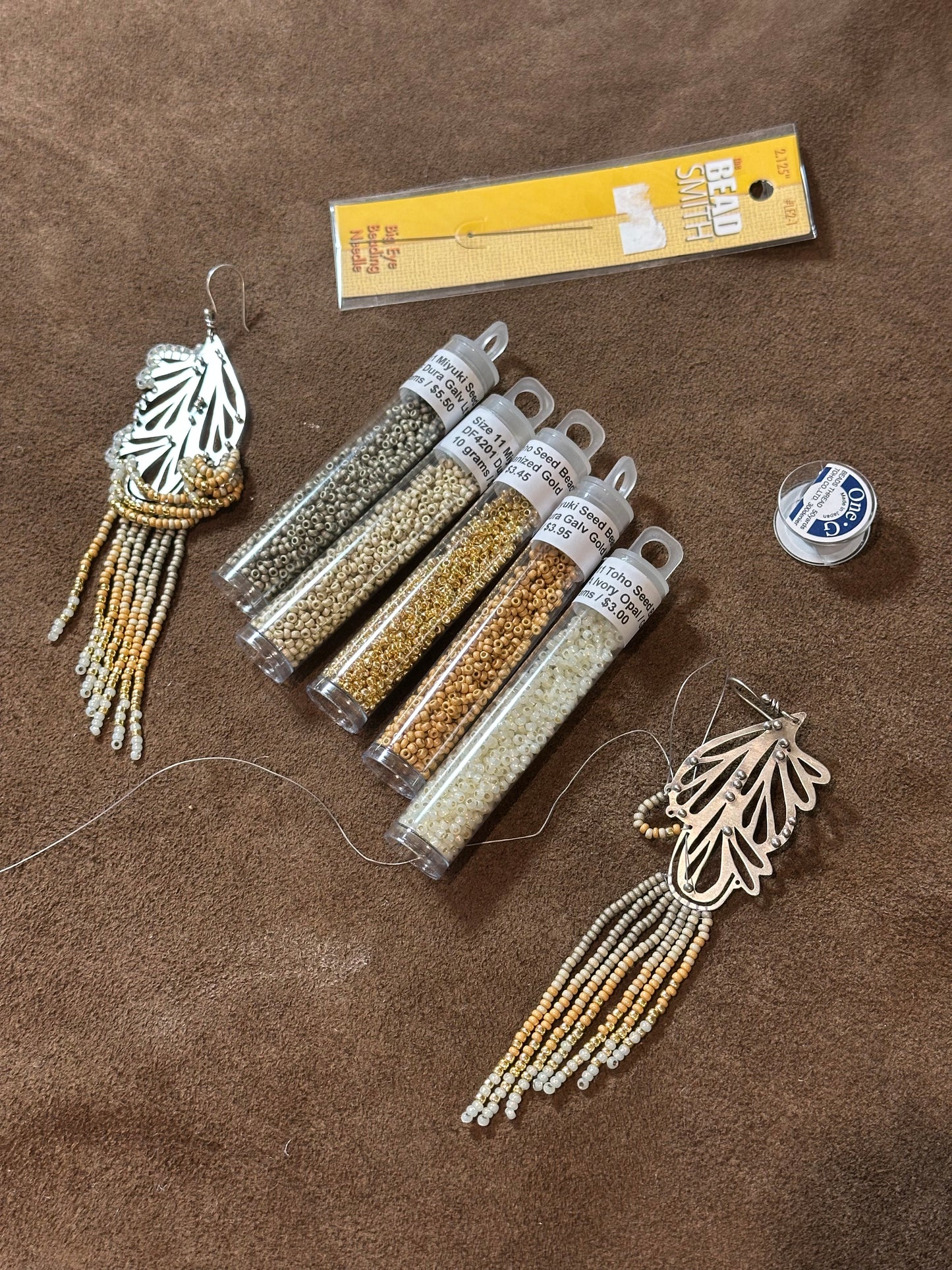 Beaded and Boho Earrings // Abstract Plumes