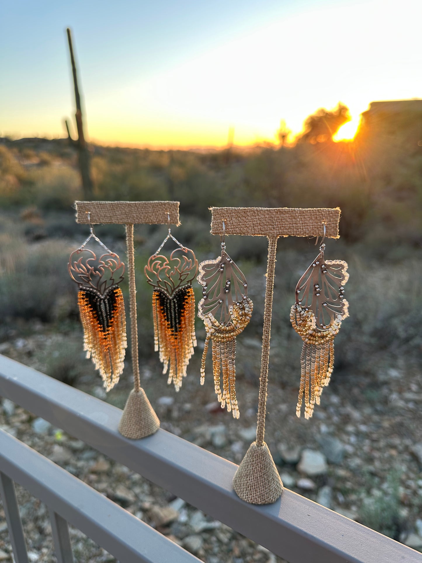 Beaded and Boho Earrings // Abstract Plumes