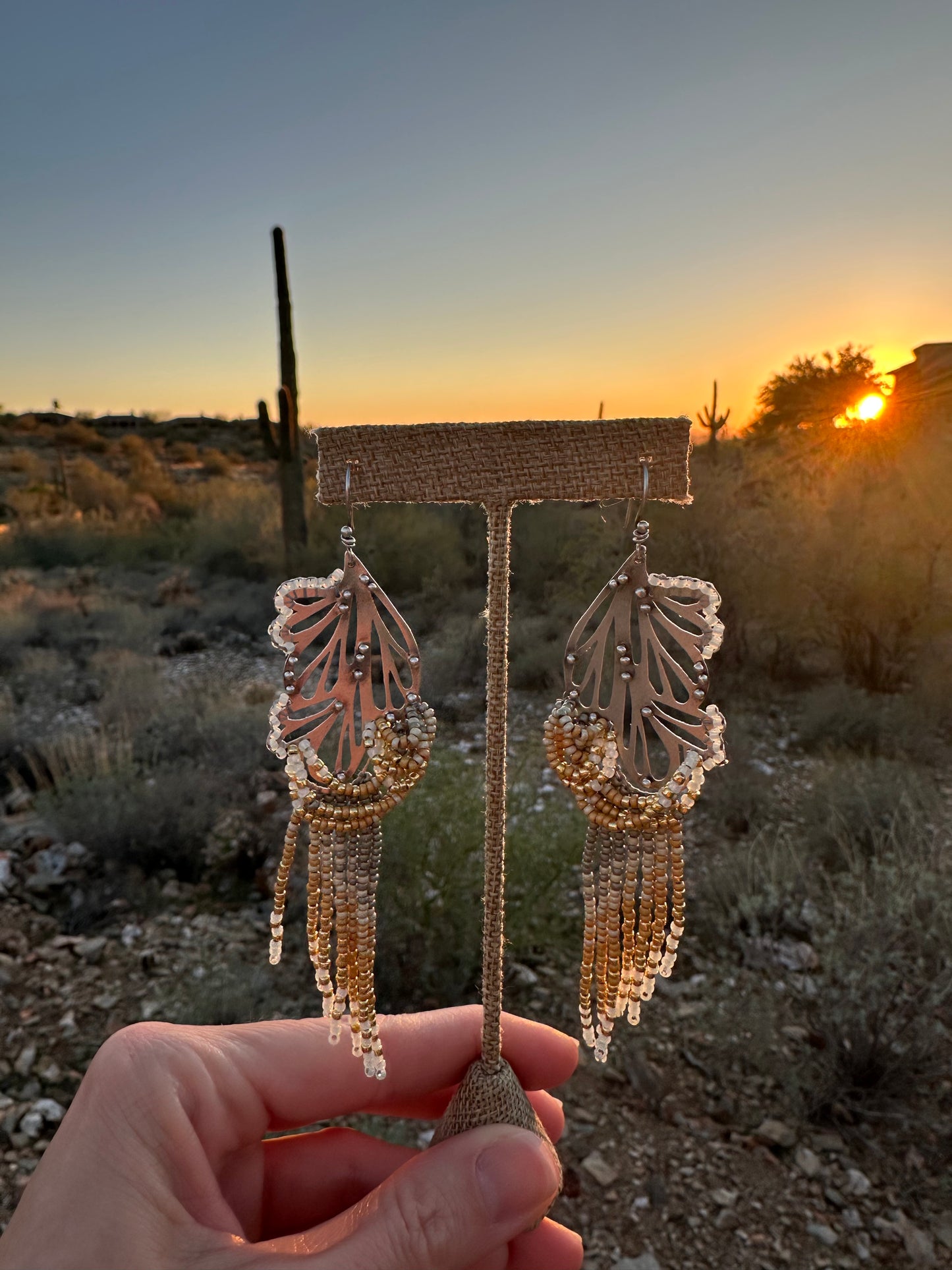 Beaded and Boho Earrings // Abstract Plumes