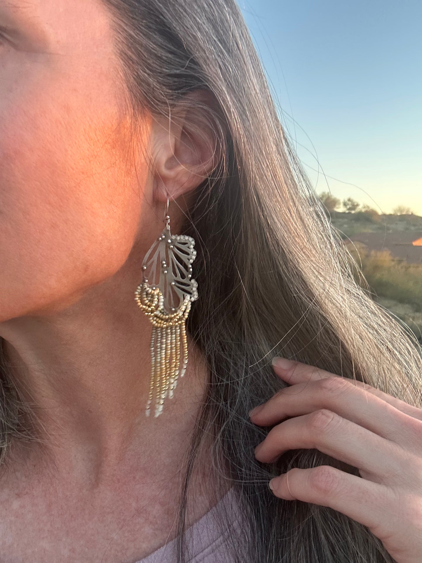 Beaded and Boho Earrings // Abstract Plumes