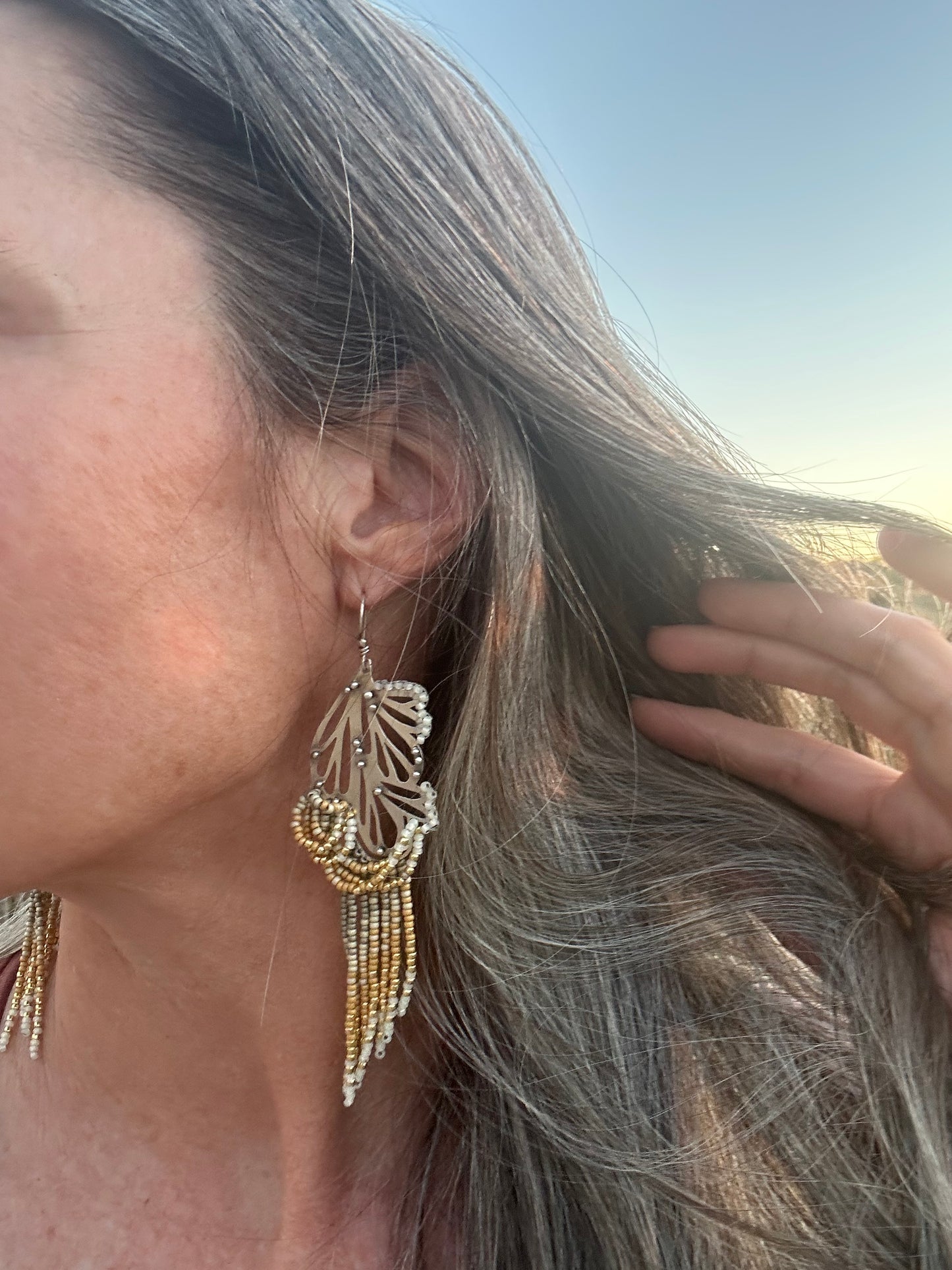 Beaded and Boho Earrings // Abstract Plumes