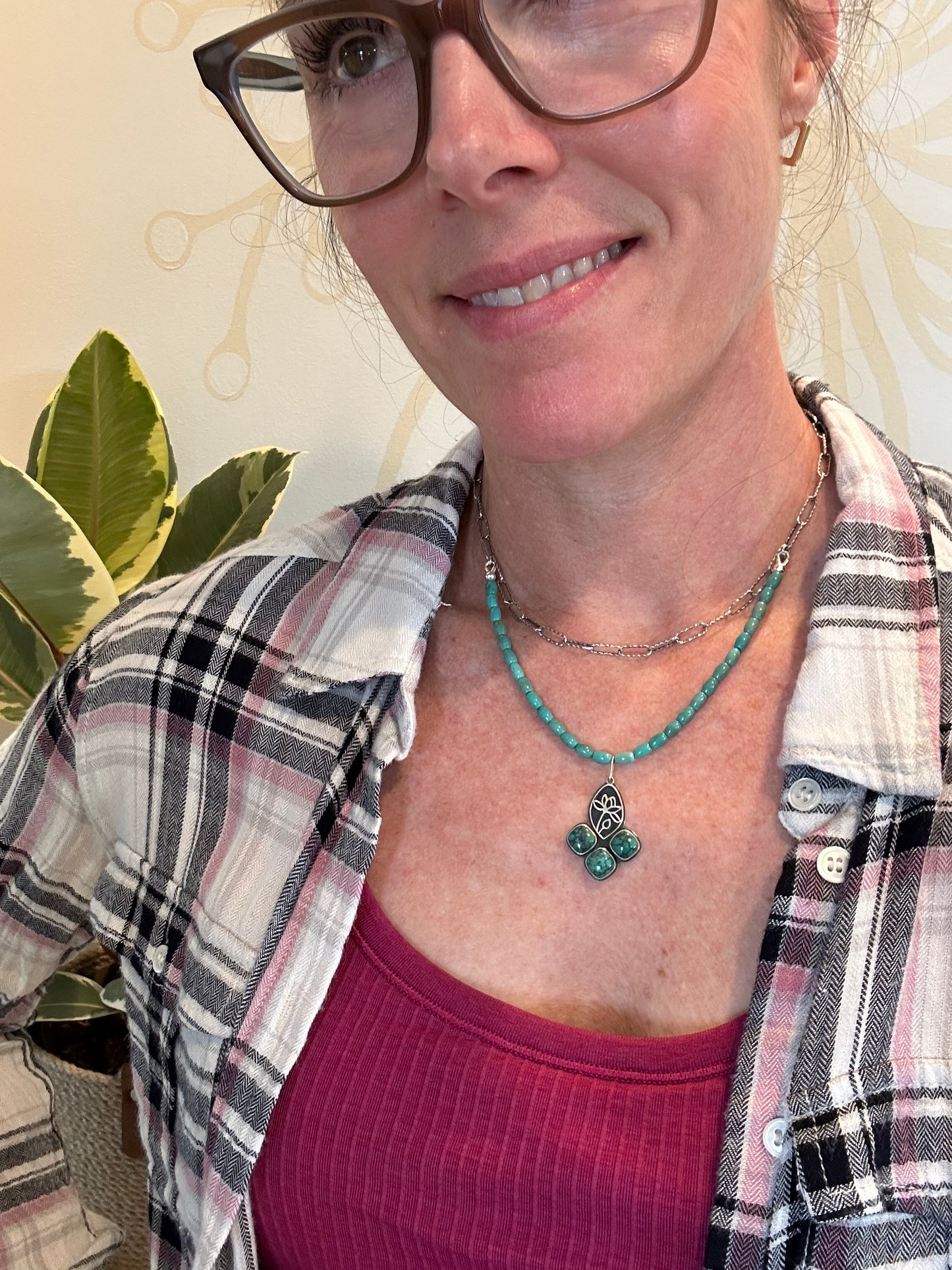 Turquoise // Layered Lotus Necklace #1