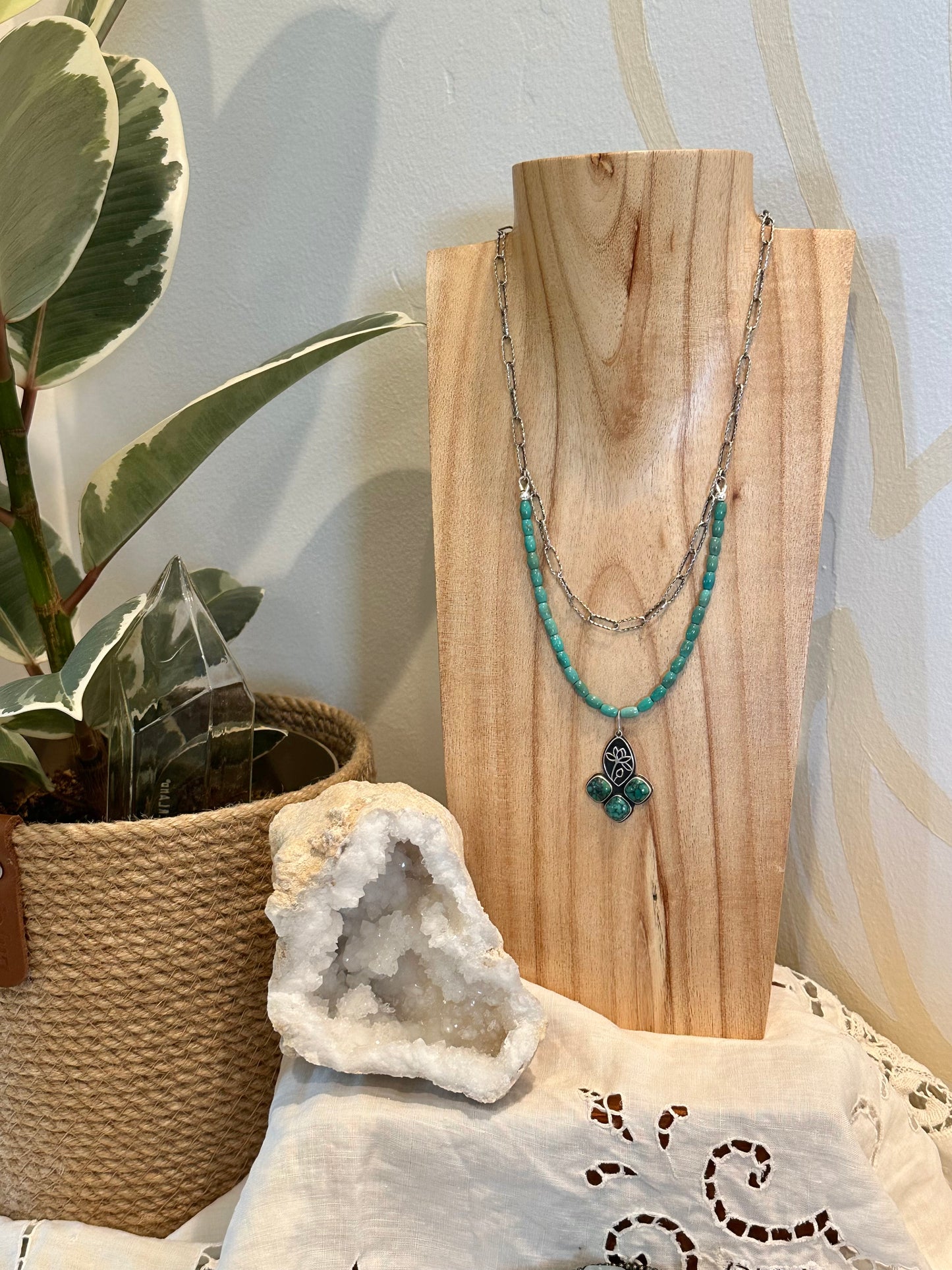 Turquoise // Layered Lotus Necklace #3