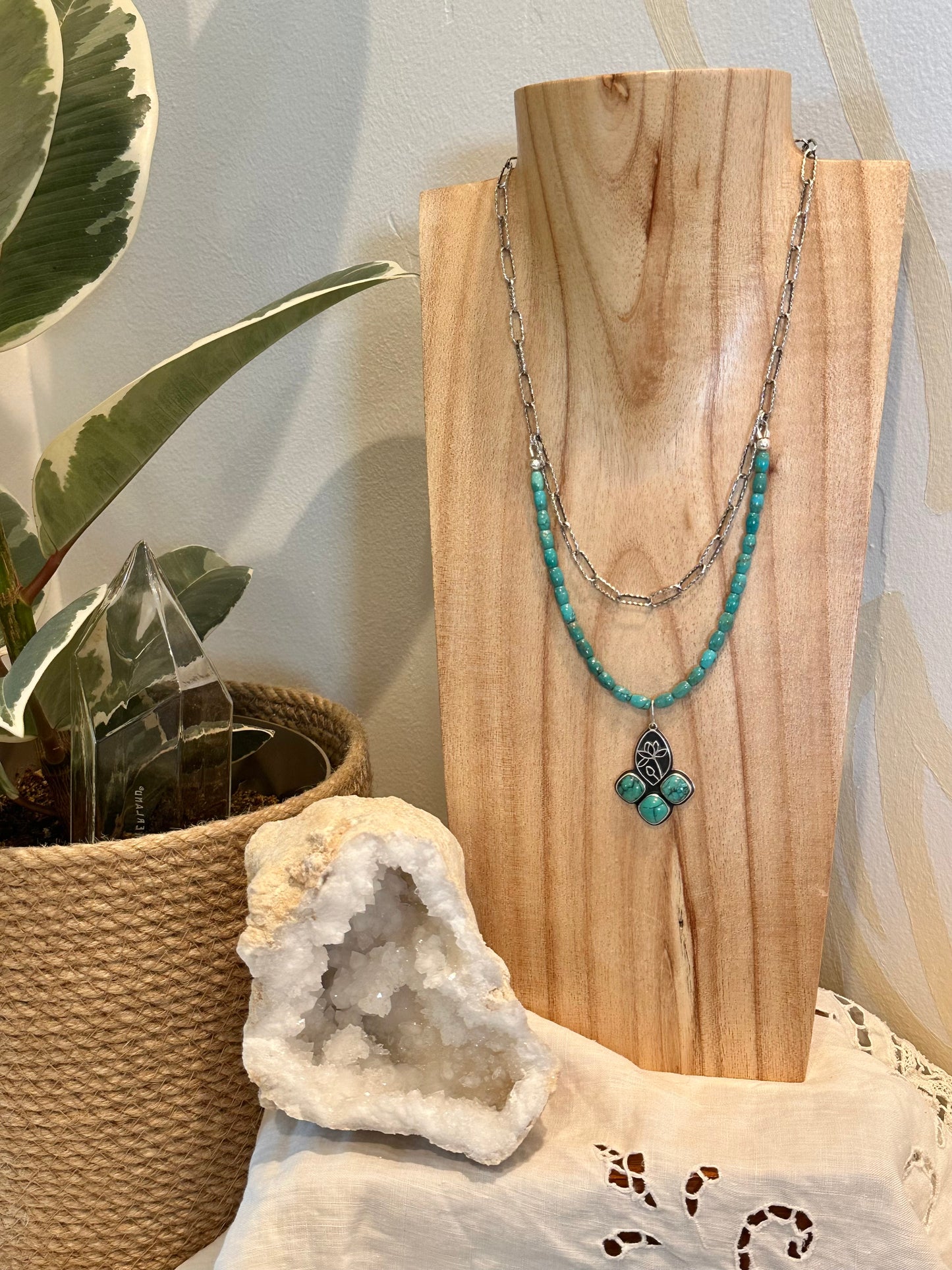 Turquoise // Layered Lotus Necklace #4