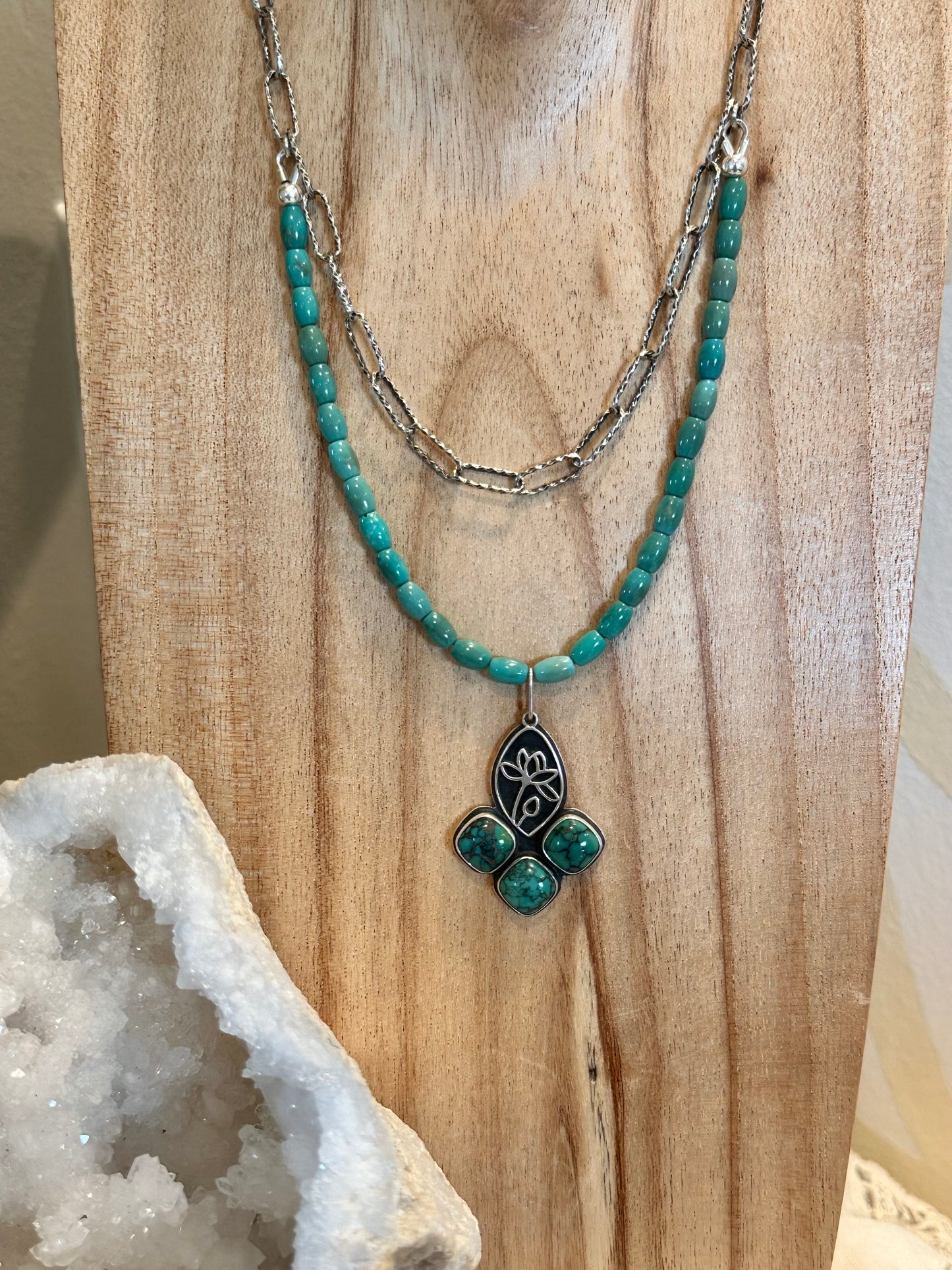 Turquoise // Layered Lotus Necklace #3