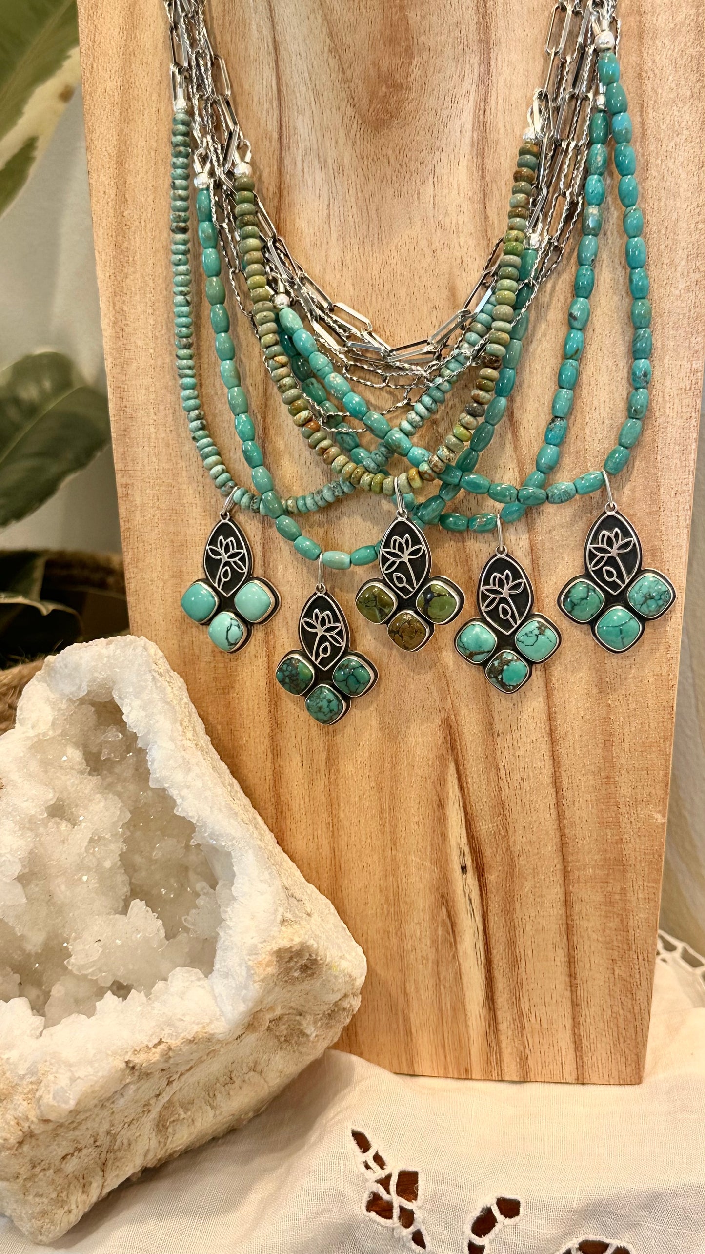 Turquoise // Layered Lotus Necklace #1