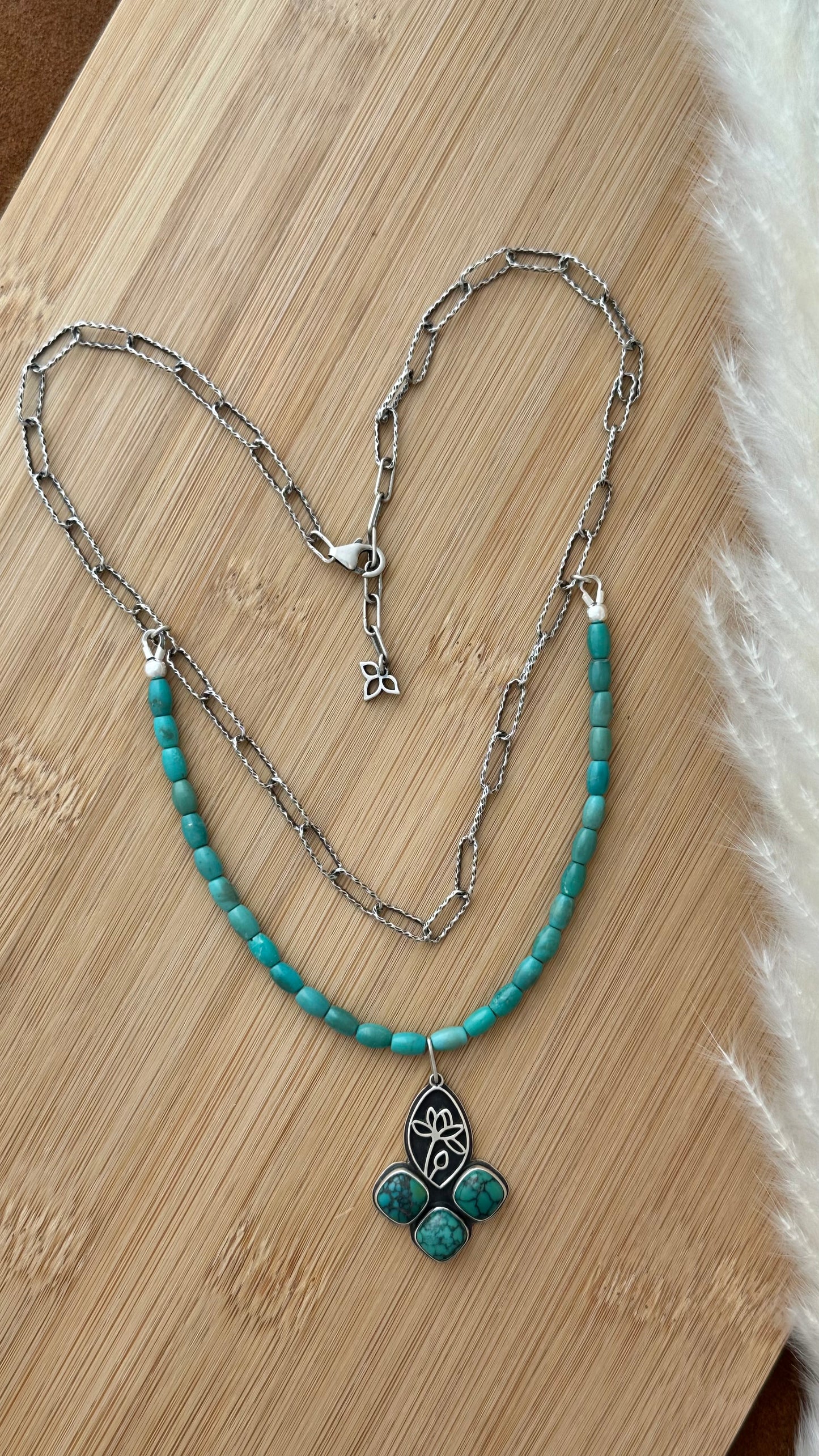 Turquoise // Layered Lotus Necklace #3