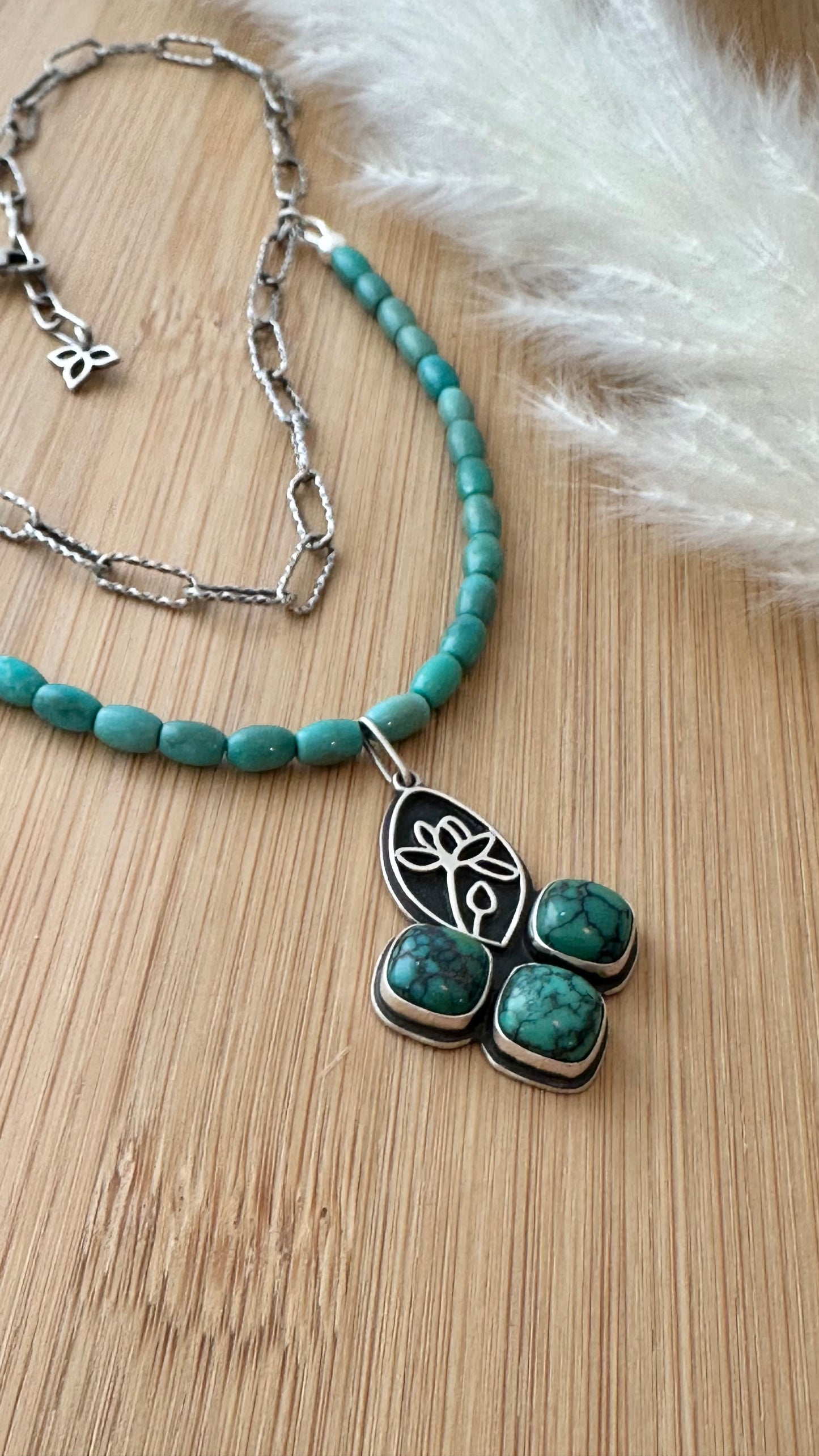 Turquoise // Layered Lotus Necklace #3