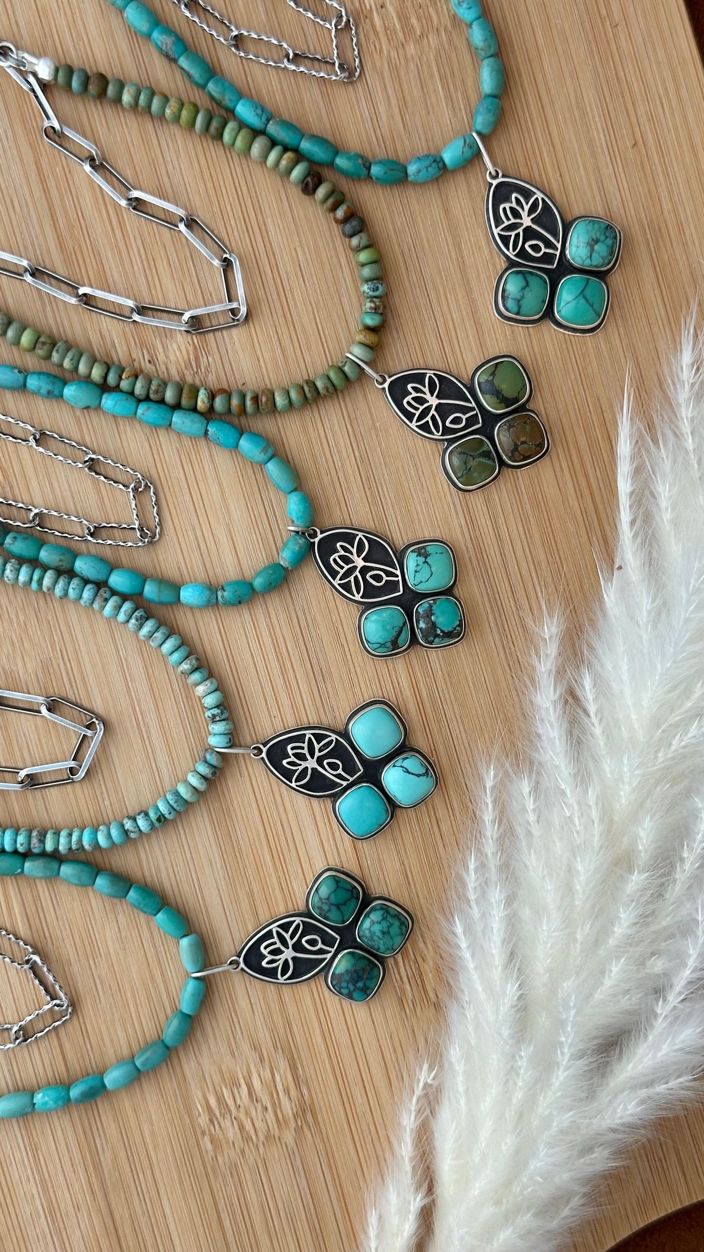 Turquoise // Layered Lotus Necklace #1