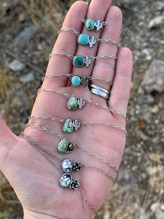 Itty Bitty Necklace #25 // Saguaro & Hubei Turquoise // Desert Dweller Series