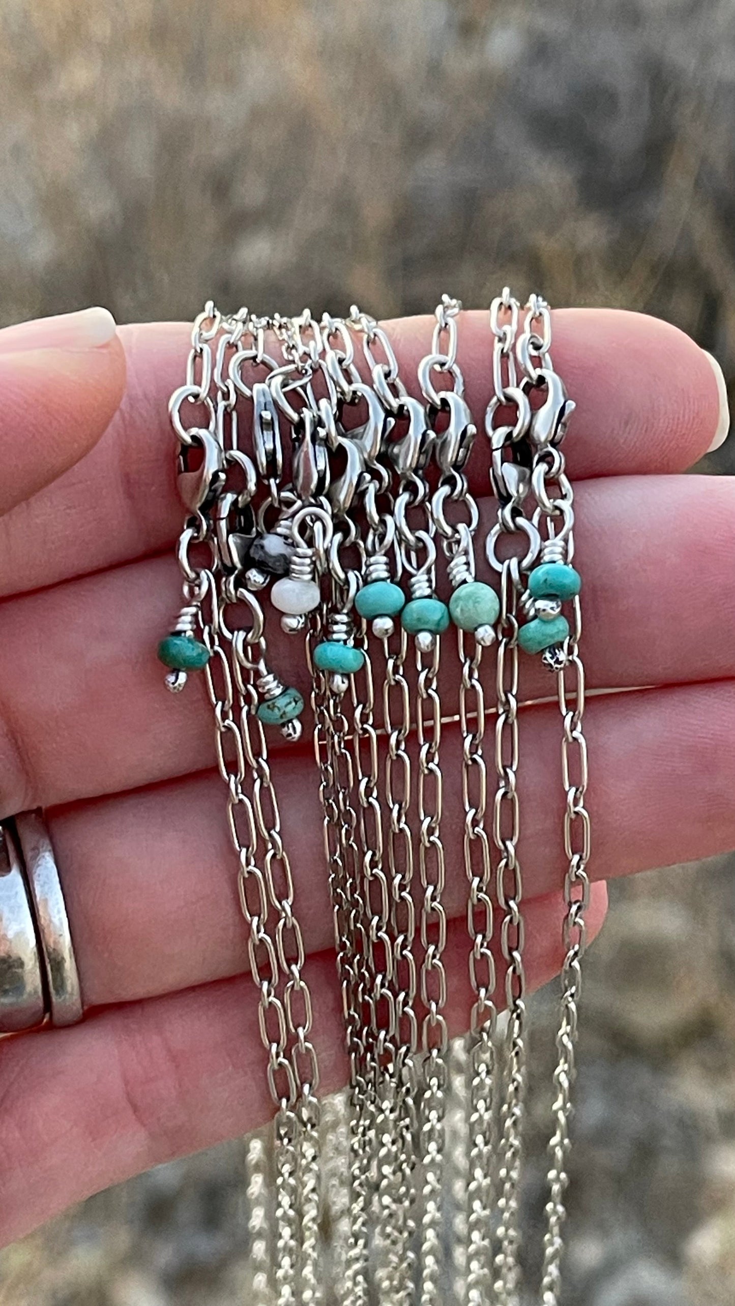 Itty Bitty Necklace #47 // Succulent & Sonoran Gold Turquoise // Desert Dweller Series