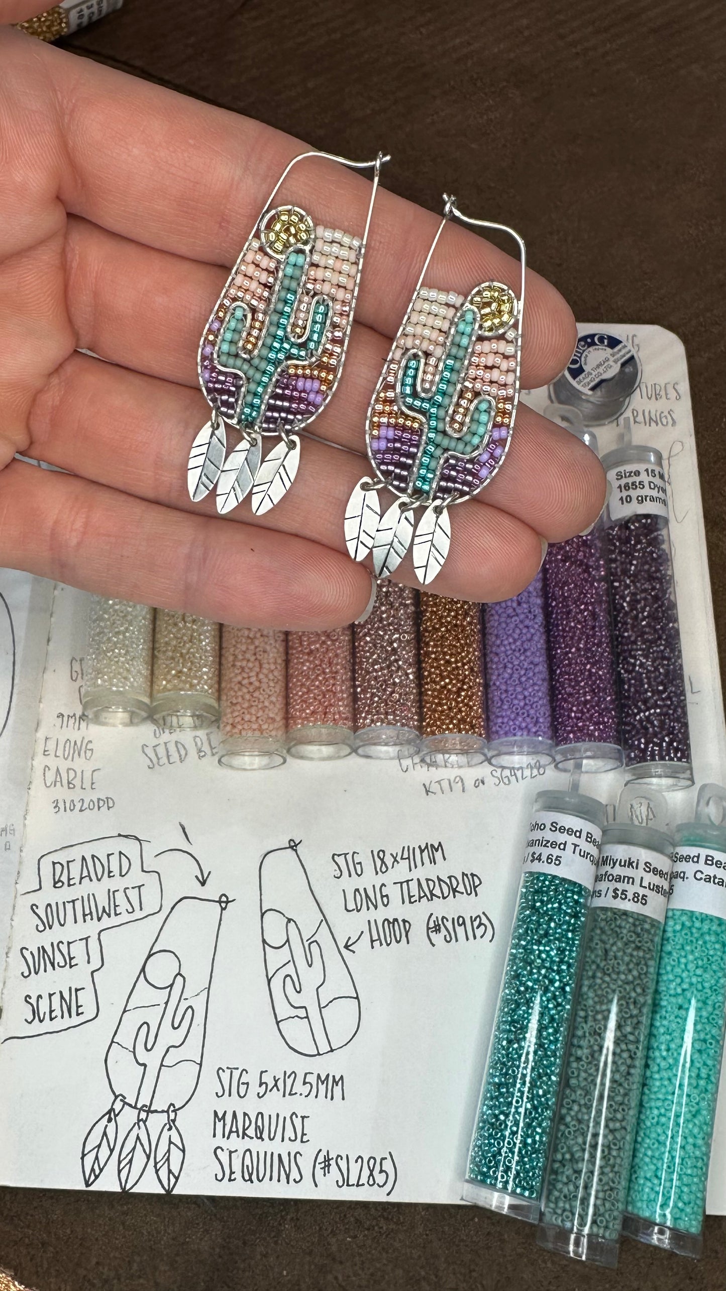 Beaded Sonoran Sunset Earrings // Saguaro