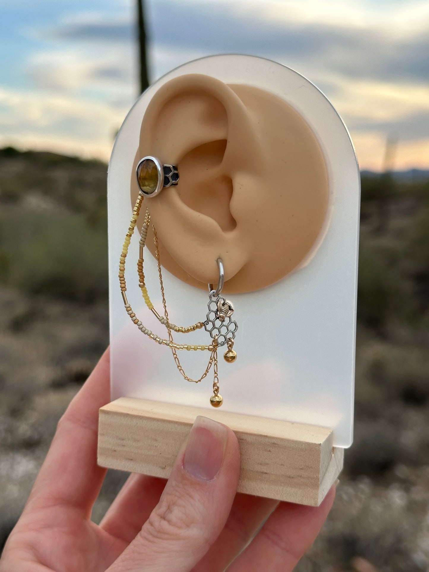 Dripping in Gold // Honeybee Earrings w/ Ear Cuff