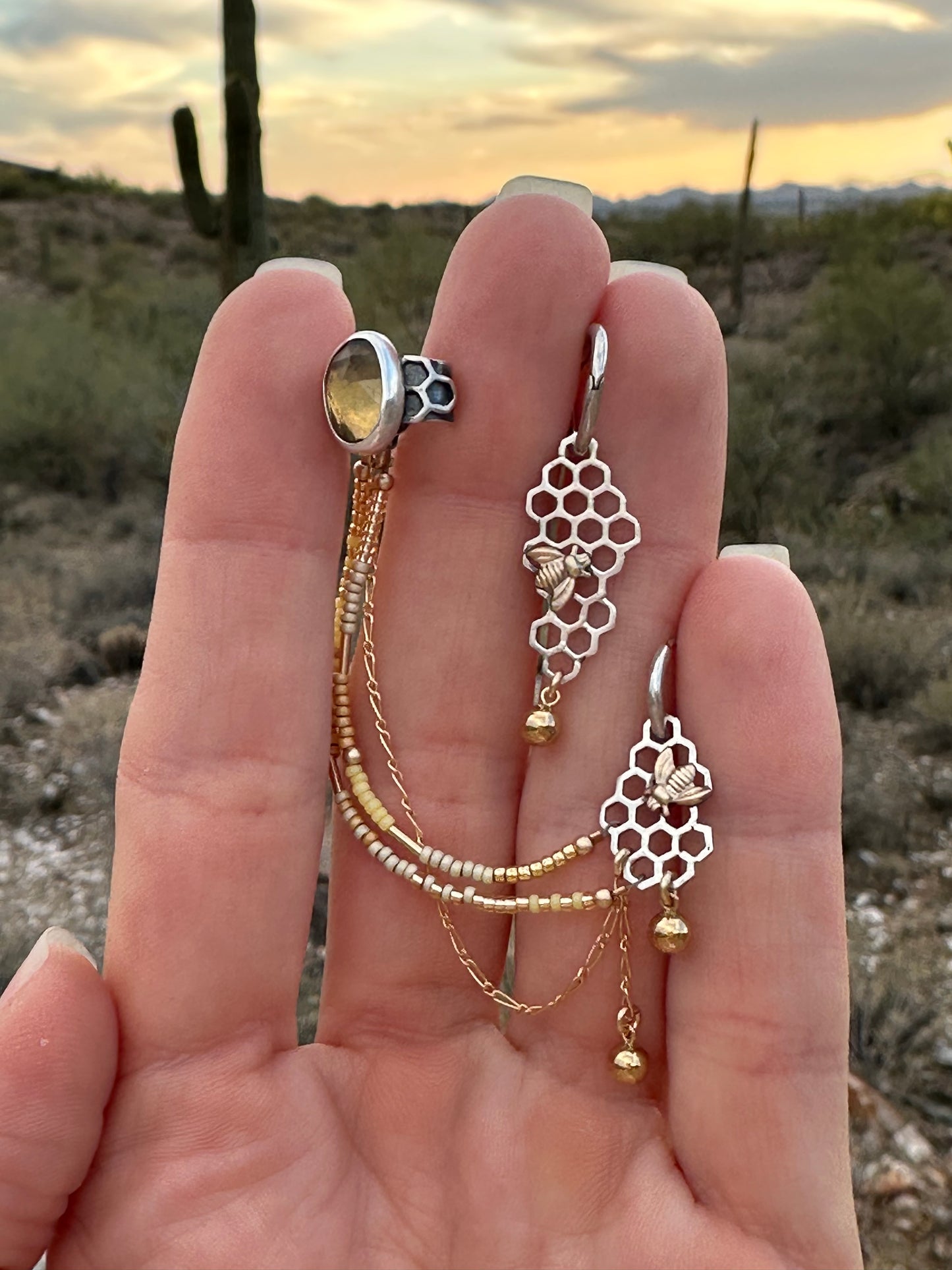 Dripping in Gold // Honeybee Earrings w/ Ear Cuff