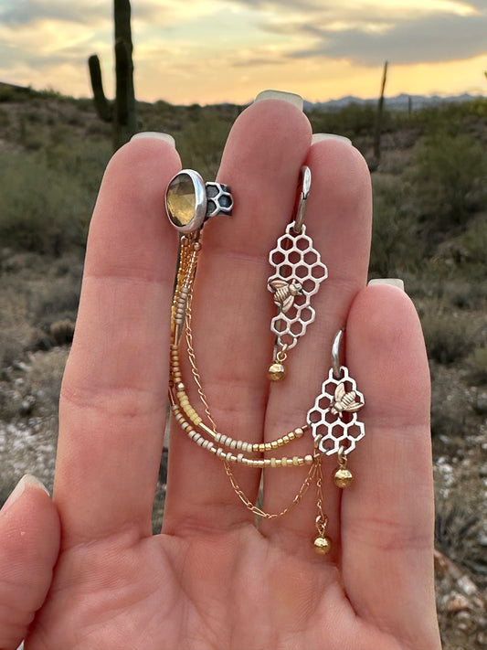 Dripping in Gold // Honeybee Earrings w/ Ear Cuff