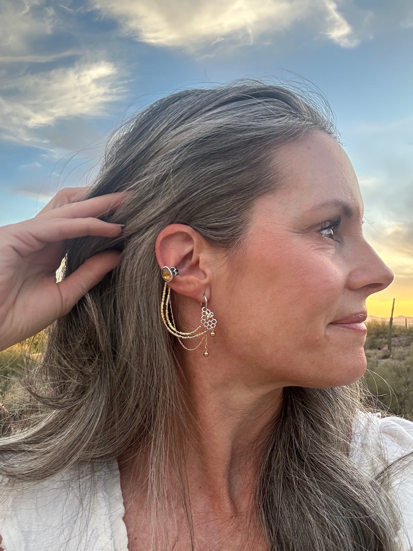 Dripping in Gold // Honeybee Earrings w/ Ear Cuff