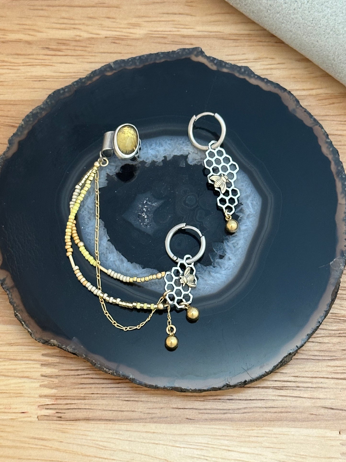 Dripping in Gold // Honeybee Earrings w/ Ear Cuff