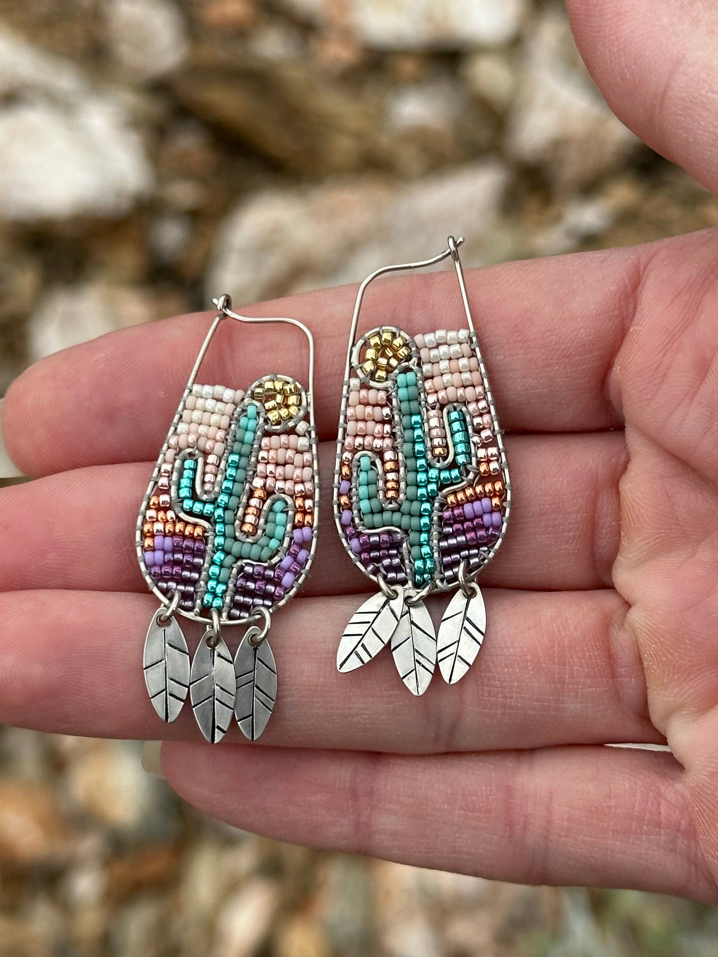 Beaded Sonoran Sunset Earrings // Saguaro