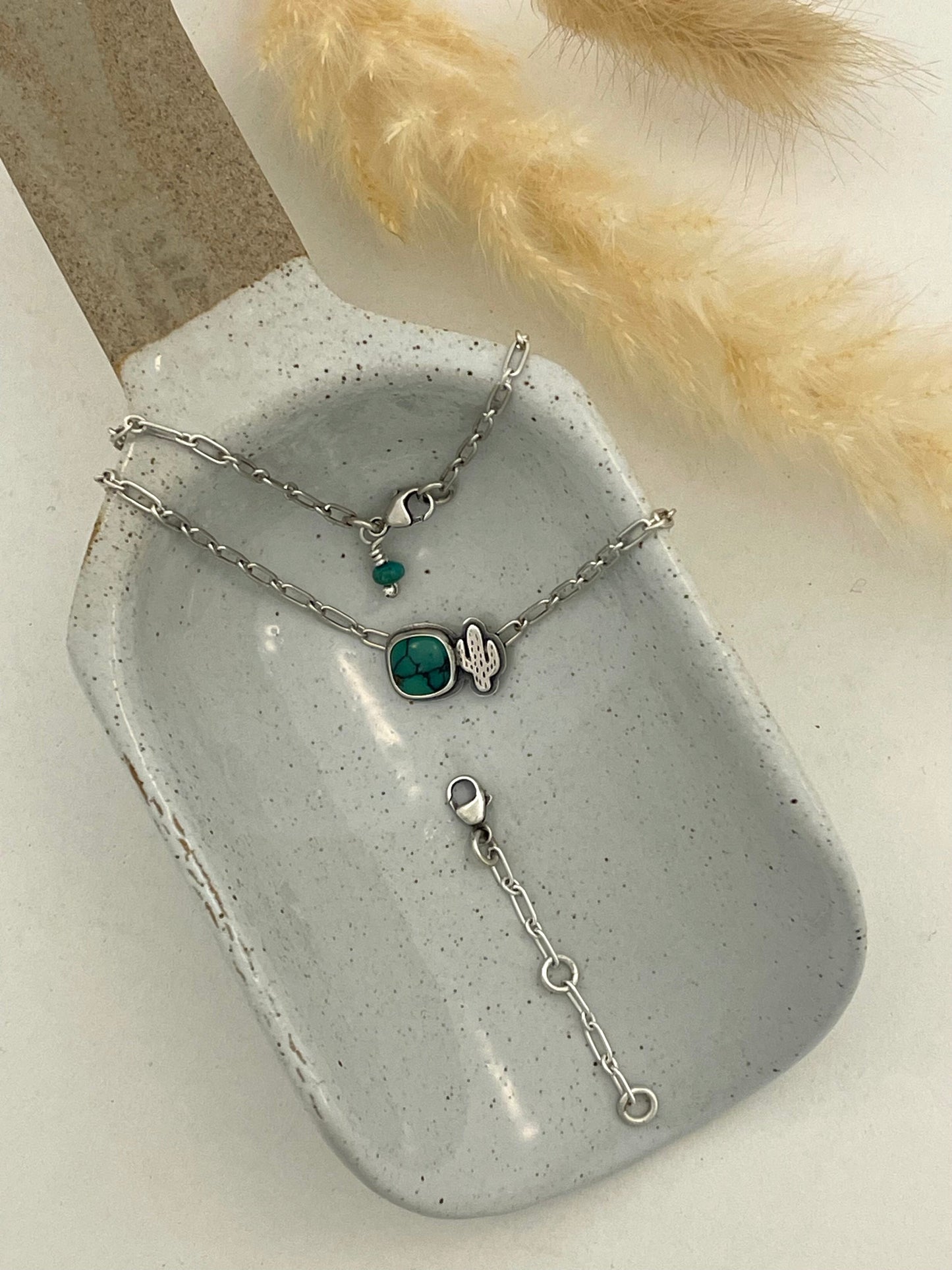 Itty Bitty Necklace #46 // Saguaro + Poseidon Variscite // Desert Dweller Series