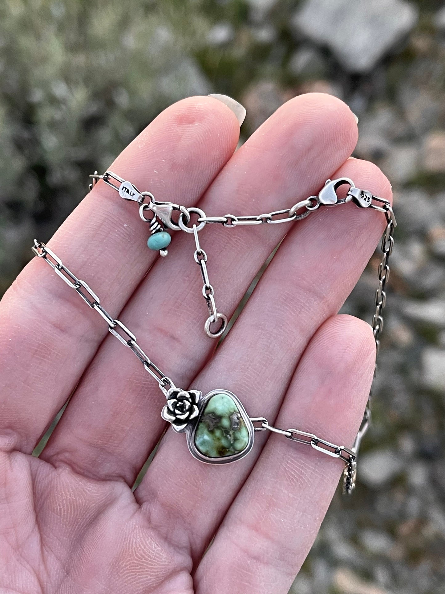 Itty Bitty Necklace #46 // Saguaro + Poseidon Variscite // Desert Dweller Series