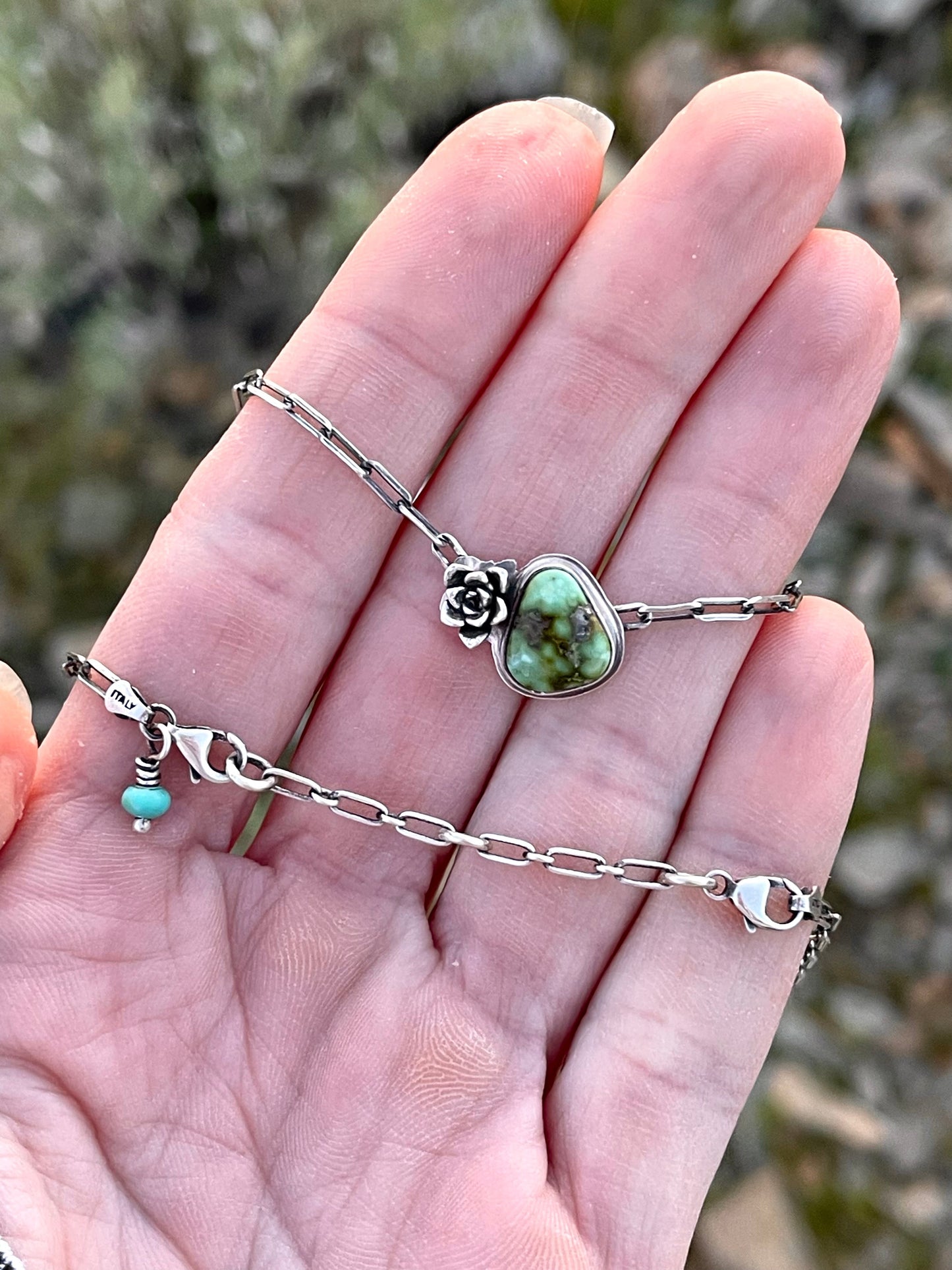 Itty Bitty Necklace #46 // Saguaro + Poseidon Variscite // Desert Dweller Series