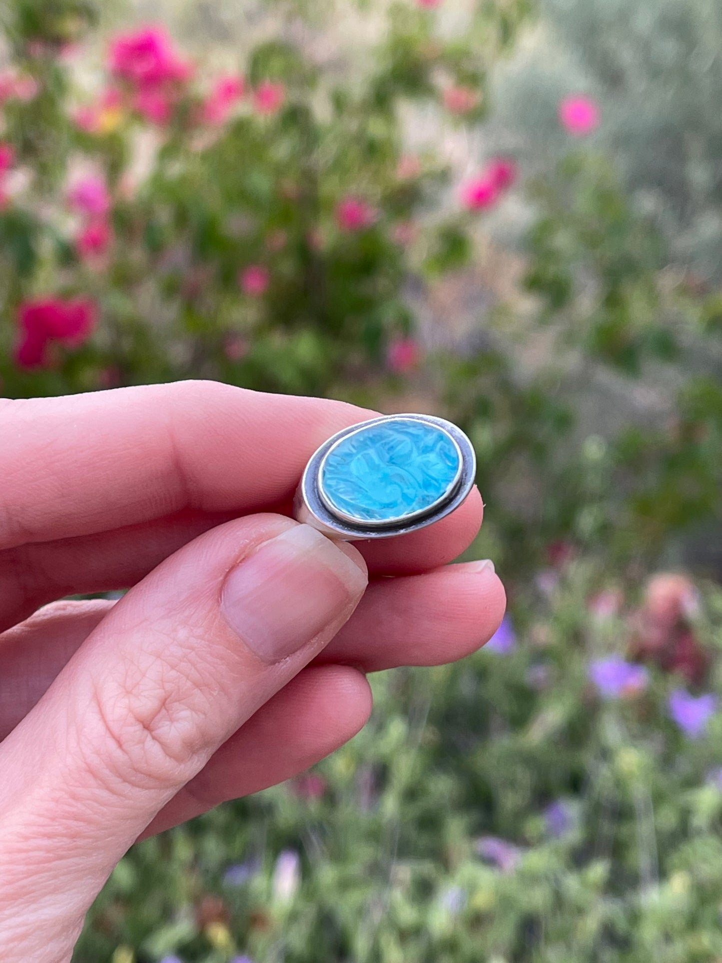 Turquoise Doublet Signet Ring // Size 5