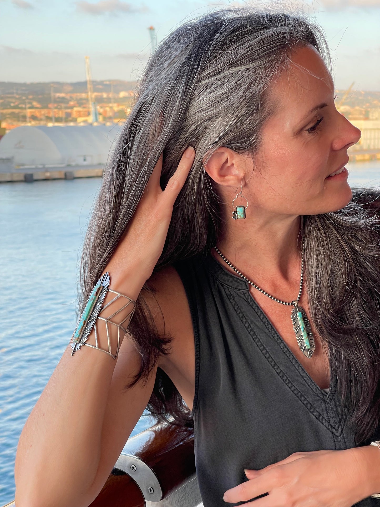 Kingman Feather Pendant Necklace // #2