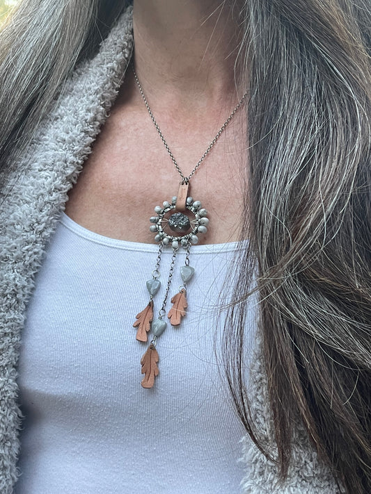 Dream Catcher Talisman Necklace // Grey