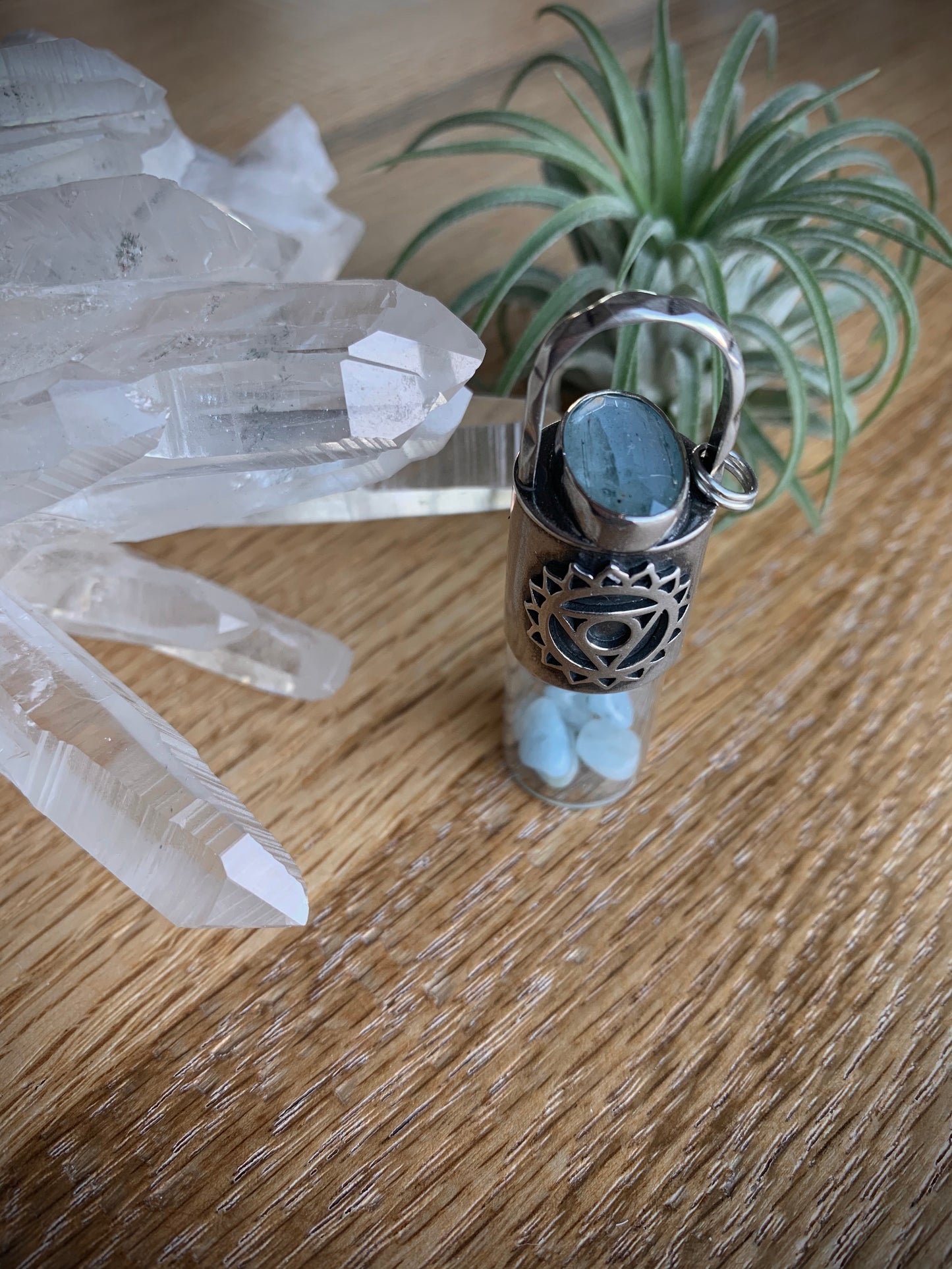 Throat Chakra Essential Oil Roller Bottle Necklace