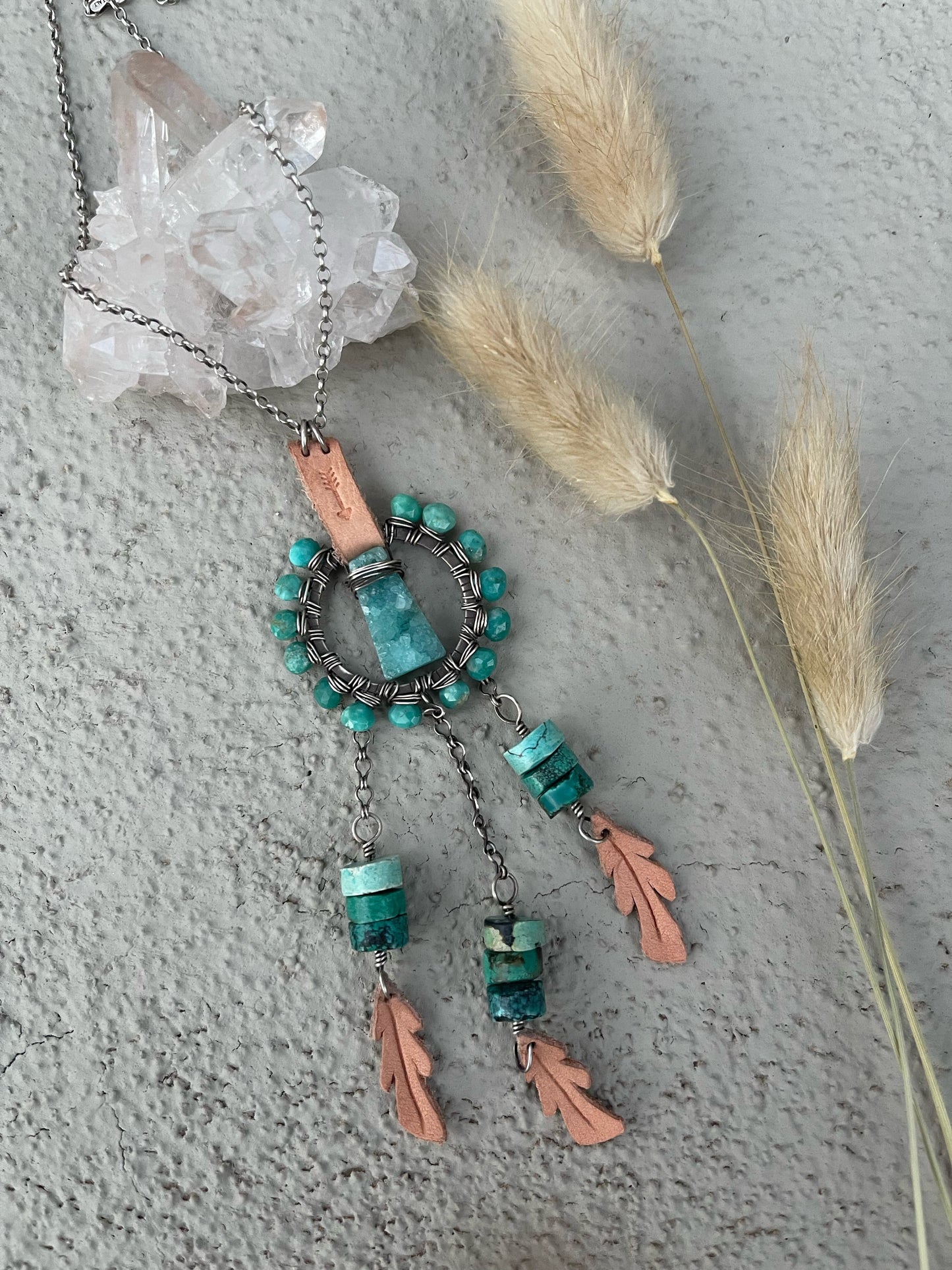 Dream Catcher Talisman Necklace // Turquoise