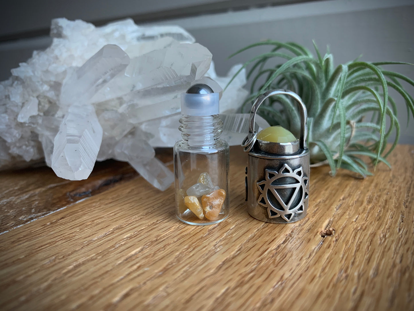 Solar Plexus Chakra Essential Oil Roller Bottle Necklace