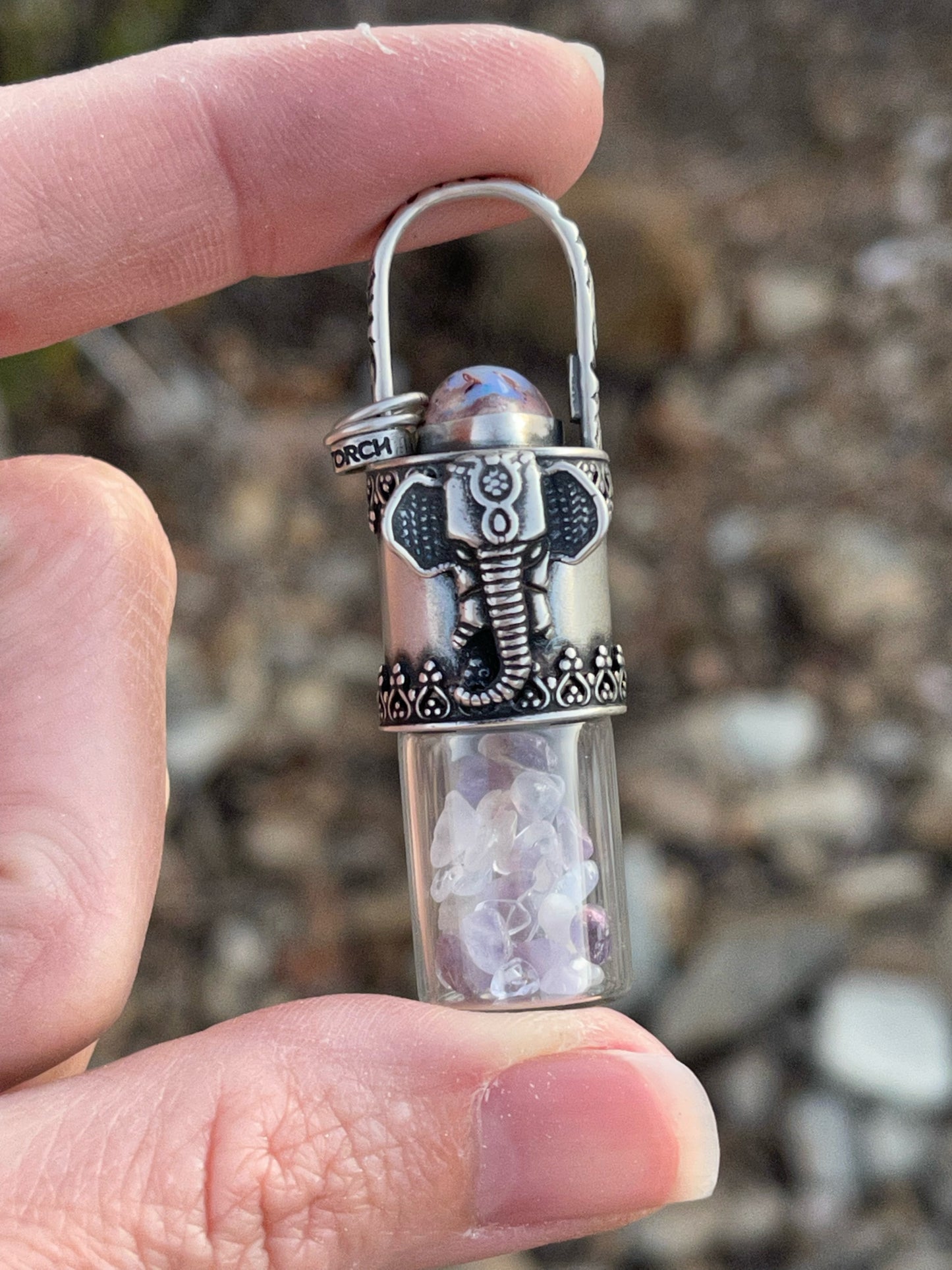 Ganesh Roller Bottle Necklace // Cantera Opal