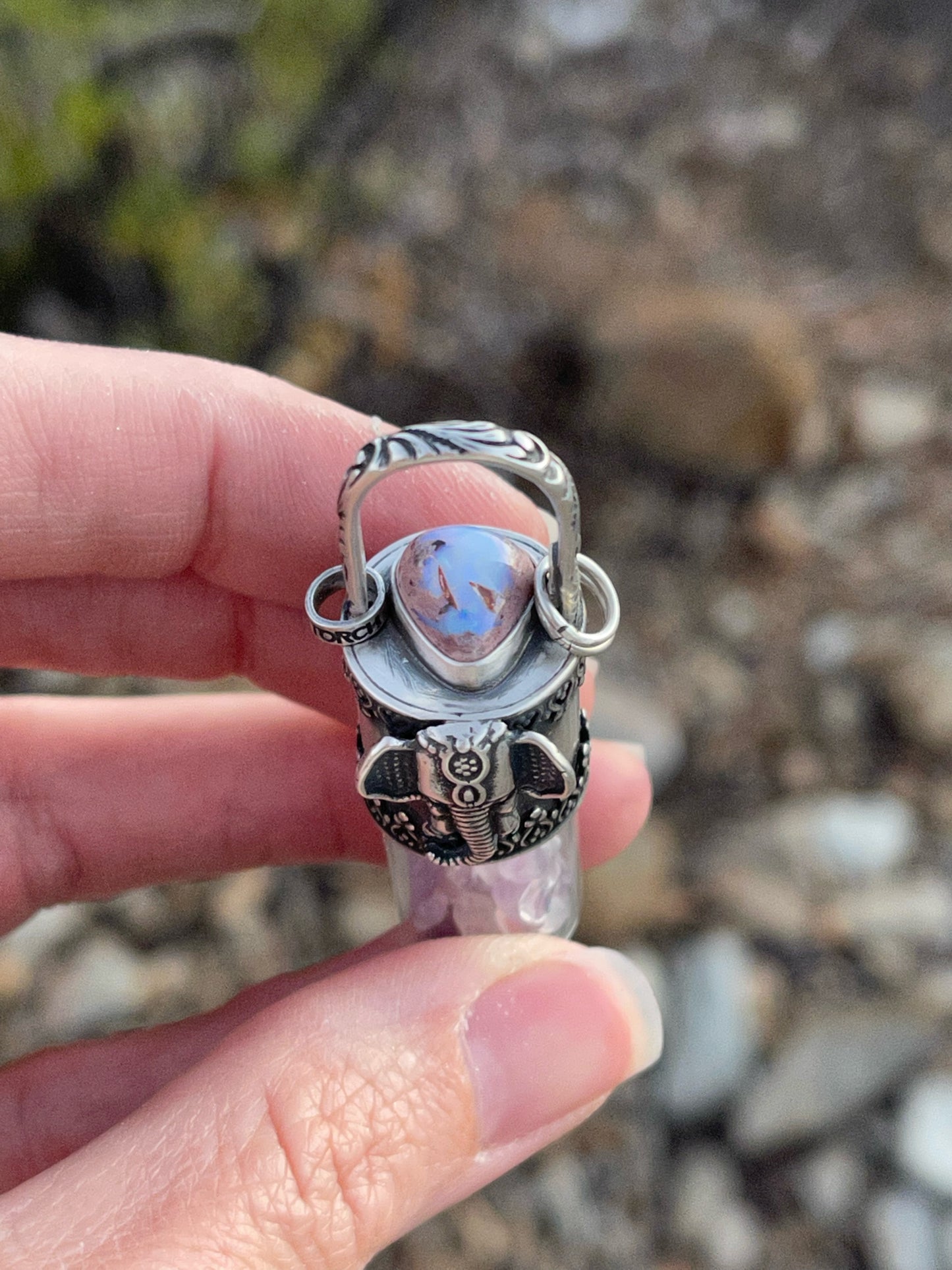 Ganesh Roller Bottle Necklace // Cantera Opal