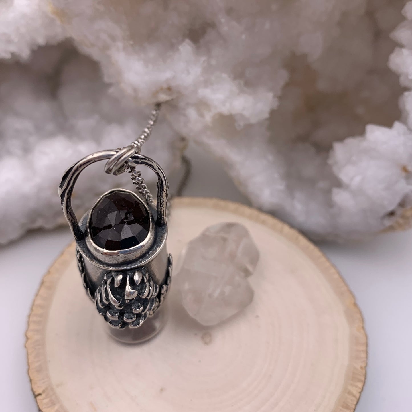 Essential Oil Roller Necklace // Garnet Pinecone