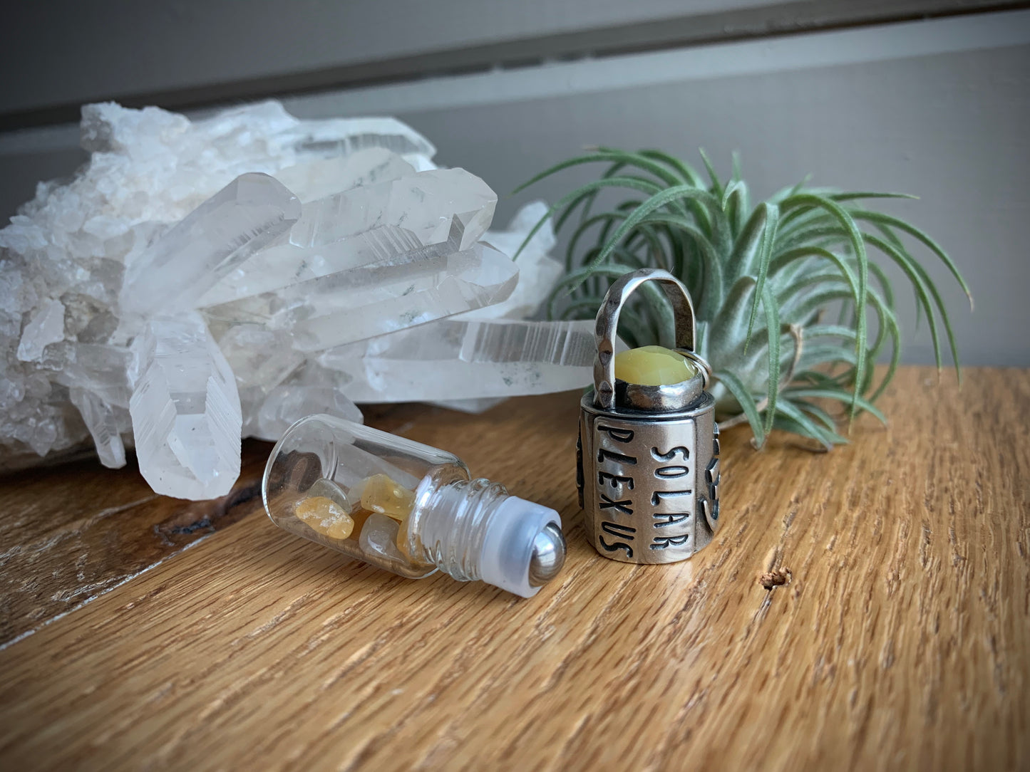 Solar Plexus Chakra Essential Oil Roller Bottle Necklace