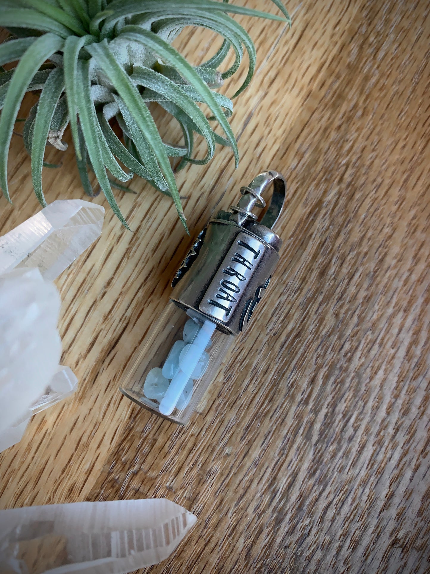 Throat Chakra Essential Oil Roller Bottle Necklace