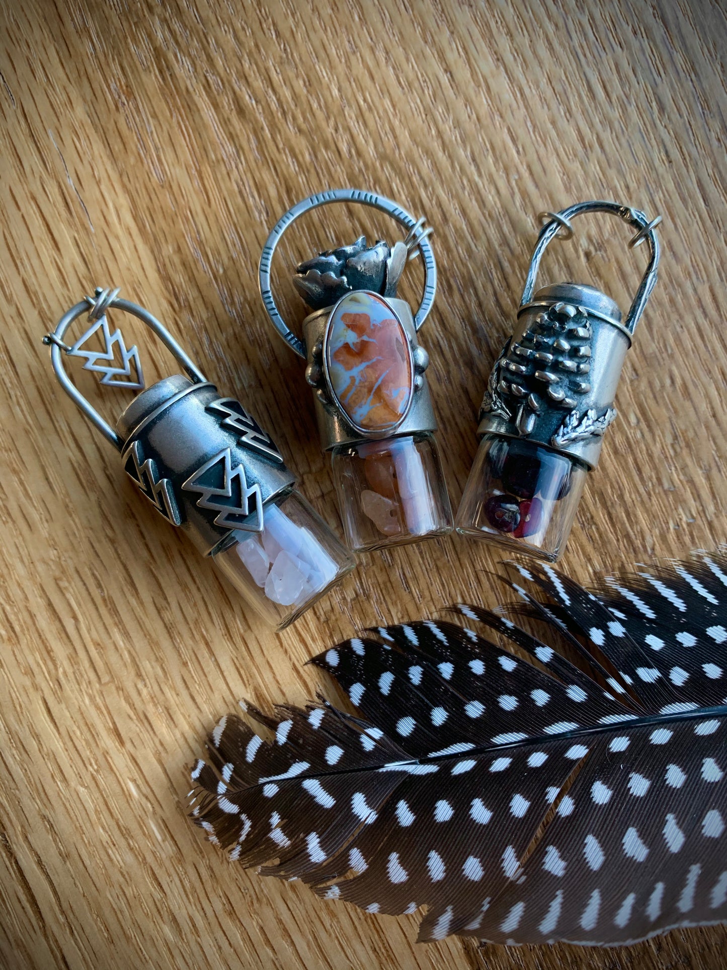 Essential Oil Roller Necklace // Garnet Pinecone