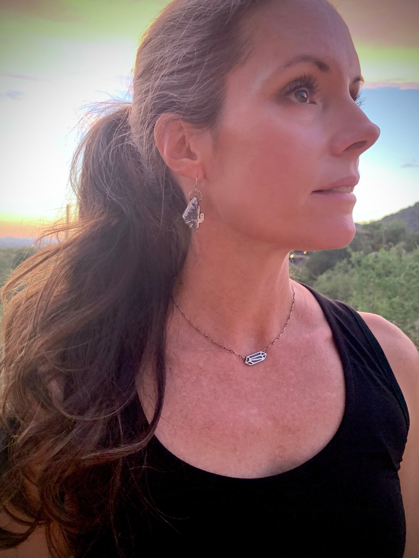 Desert Druzy Earrings // Saguaros #1