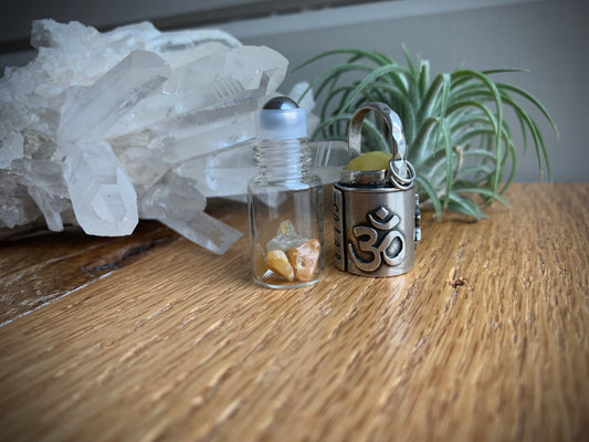 Solar Plexus Chakra Essential Oil Roller Bottle Necklace