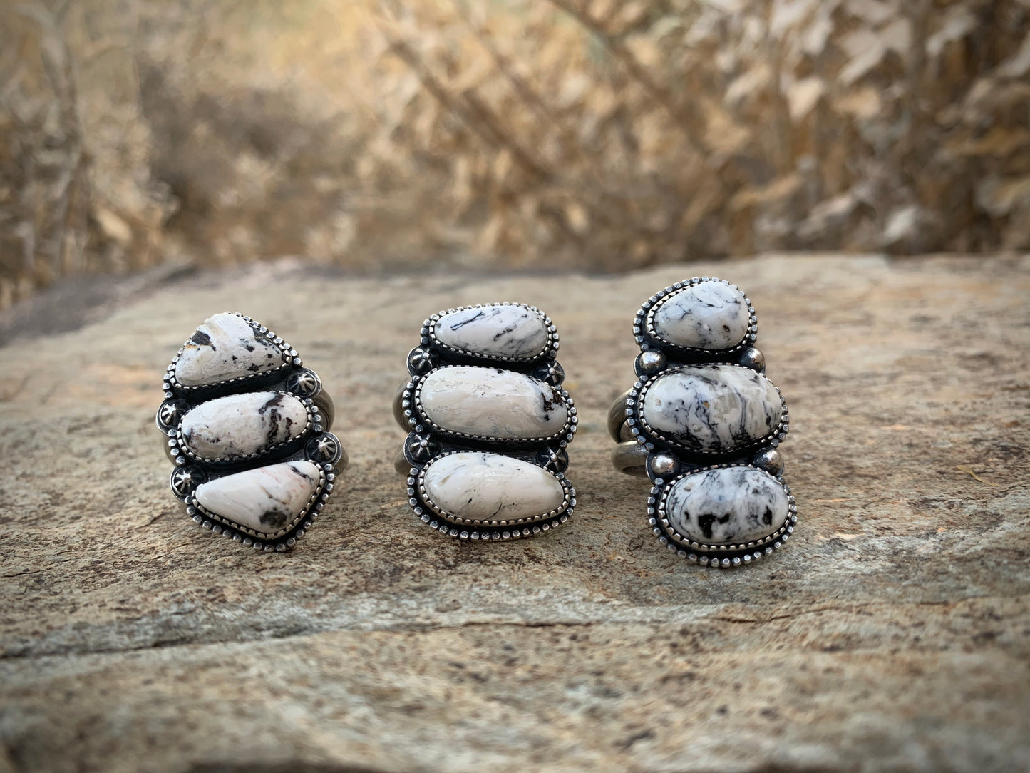 White Buffalo Stack Stone Ring // Size 9