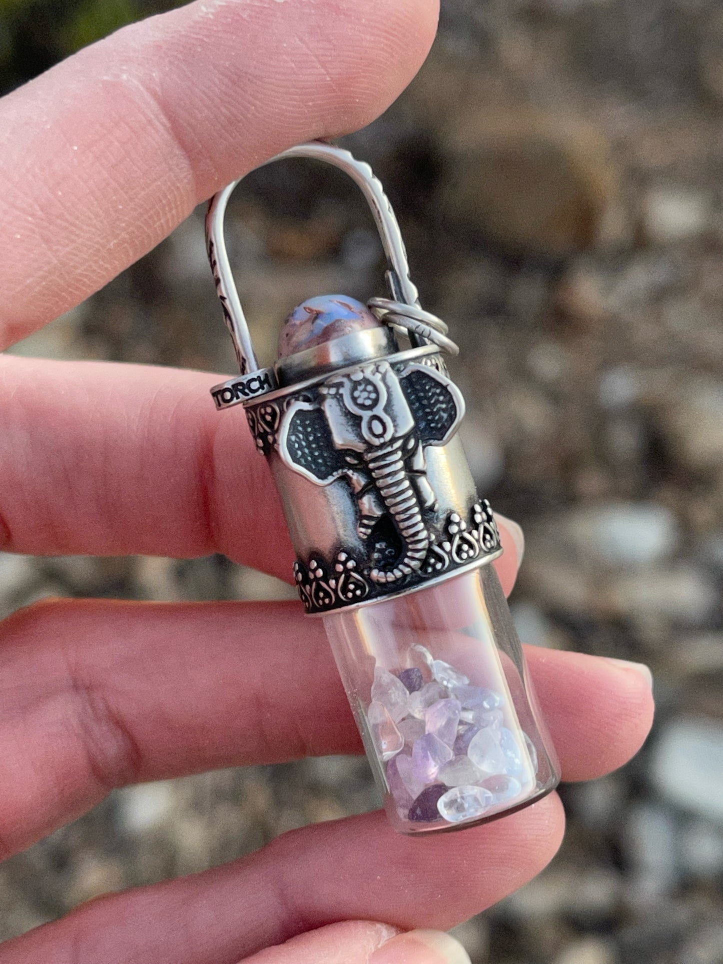 Ganesh Roller Bottle Necklace // Cantera Opal